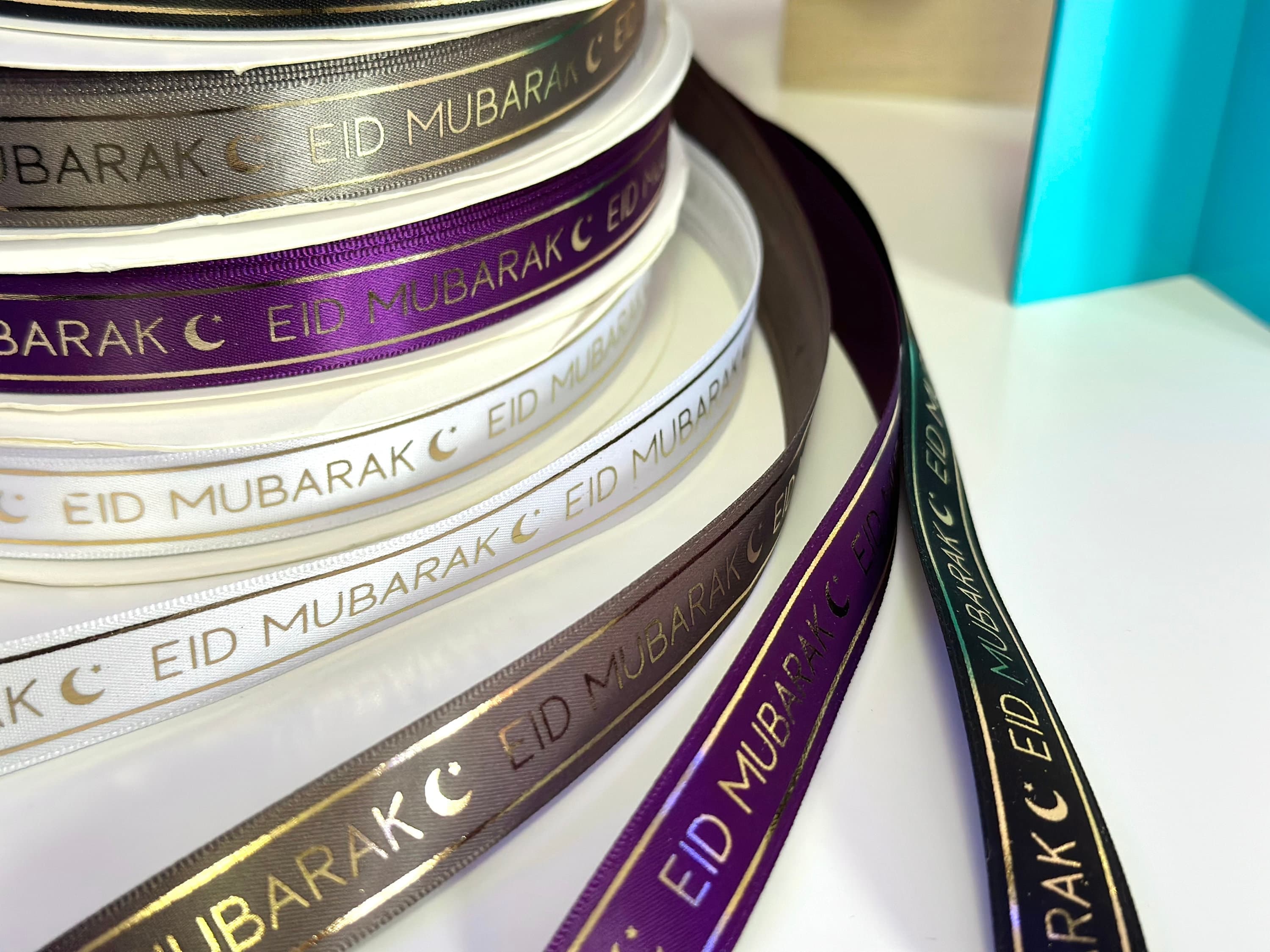 Eid Mubarak Satin Ribbon, Gift Packaging Ribbon, Ramadan Ribbon