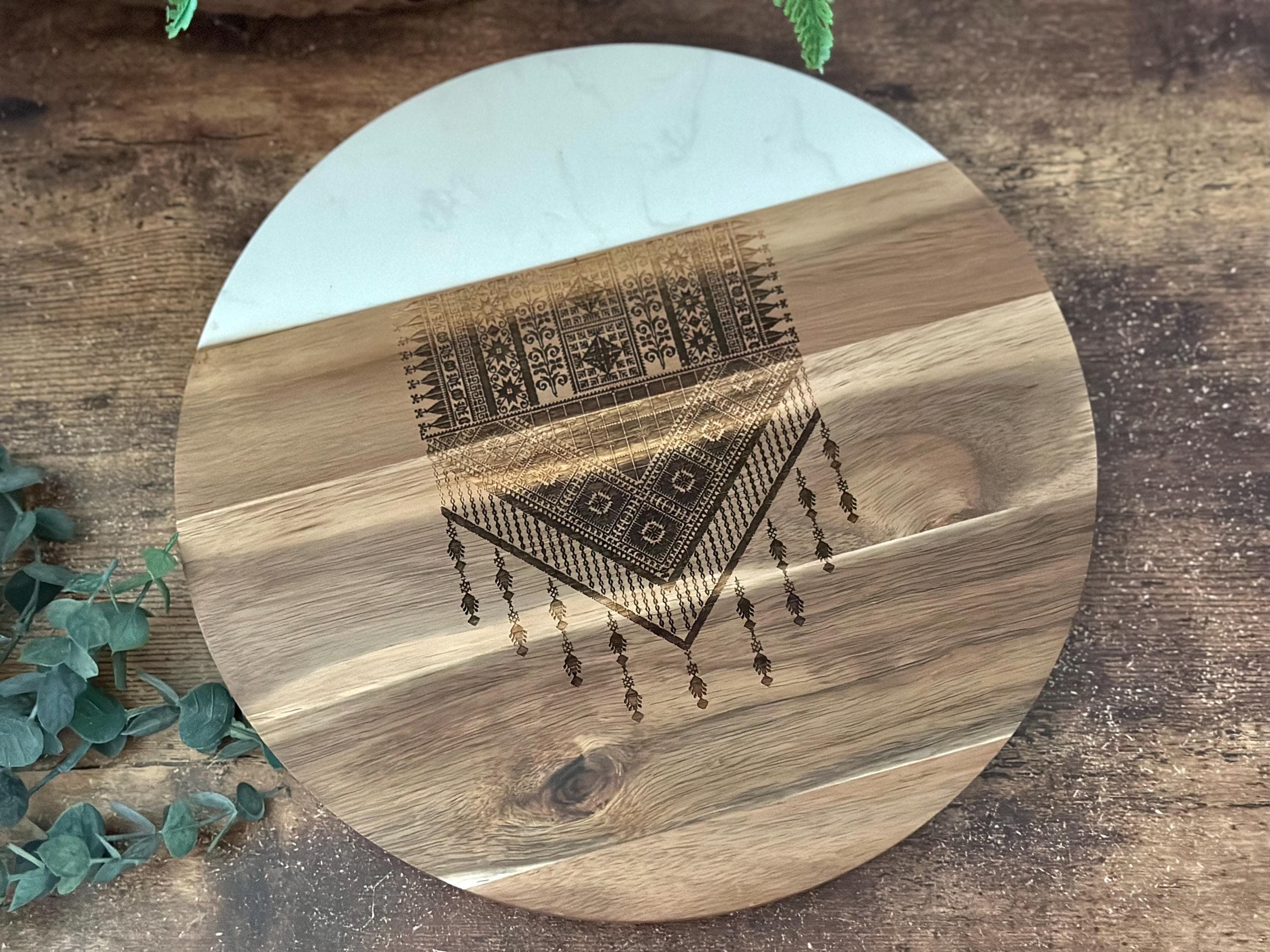Lazy Susan, Custom Engraved Lazy Susan, Islamic decor, rustic decor, Ramadan Decor, Eid Decor, Eid gift - image 4