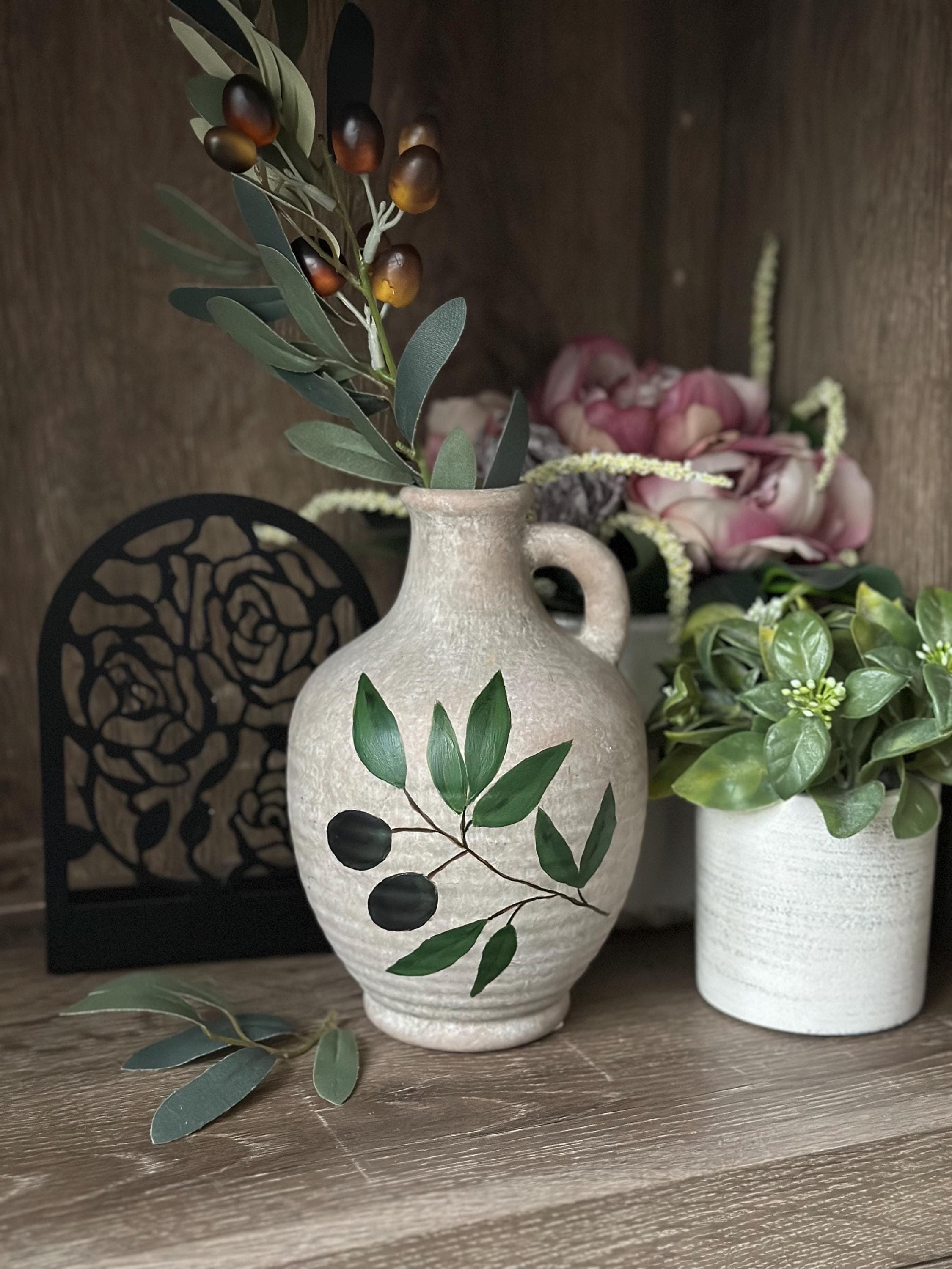 Ceramic Handpainted Olive Branch Vase, Olive Branch Decor, Palestinian Decor - image 3