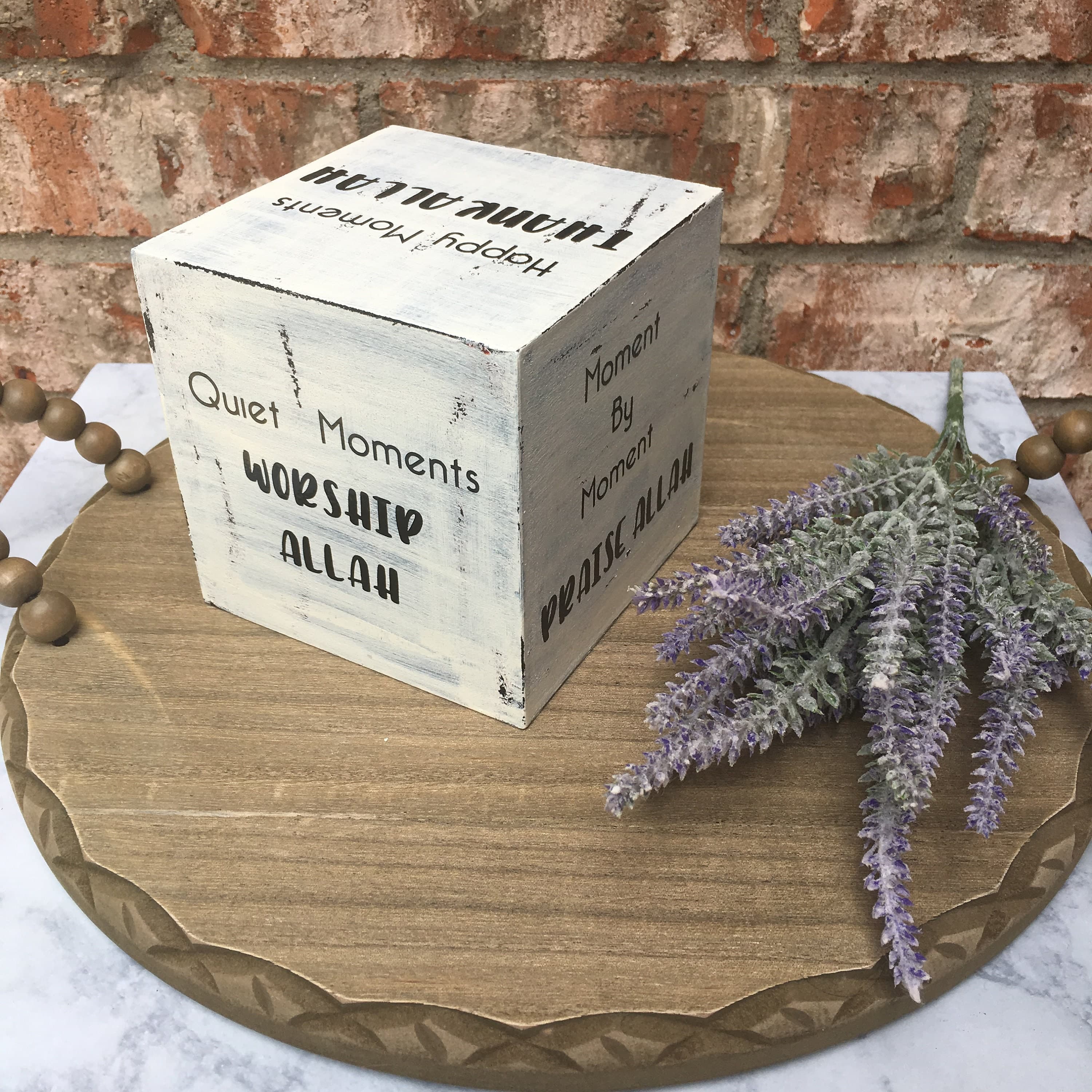 Inspirational Quotes Cube, Eid Gift, Ramadan, Rustic Home Decor - image 4