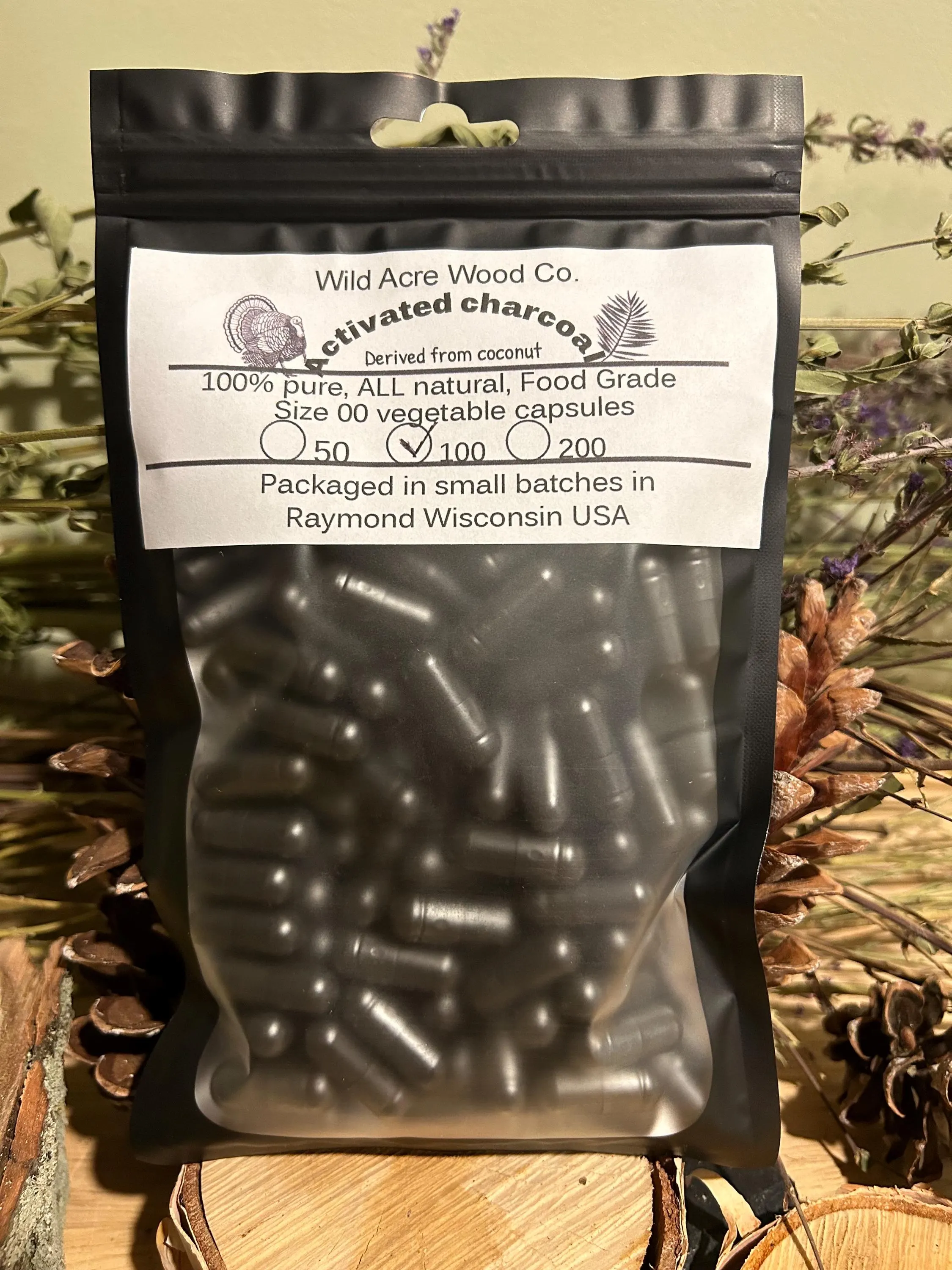 ORGANIC activated charcoal LARGE dose 700 mg capsules derived from organic coconut | Herbal supplement | 100% ALL natural vegan food powder - image 2