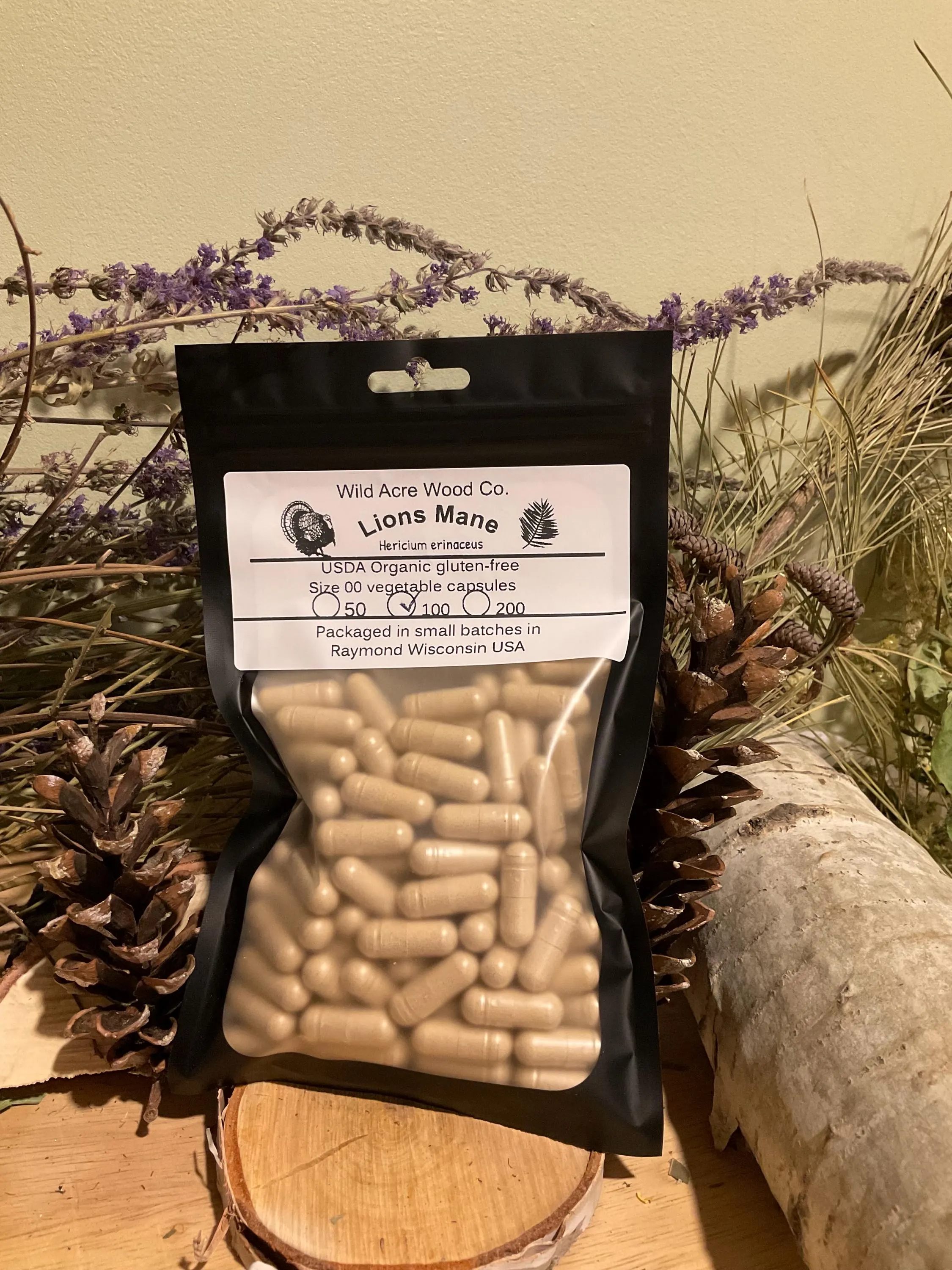 ORGANIC Lions Mane LARGE dose 650 mg capsule | Hericium erinaceus | Herbal mushroom supplement | vegan | organic veggie capsules  powder - image 4