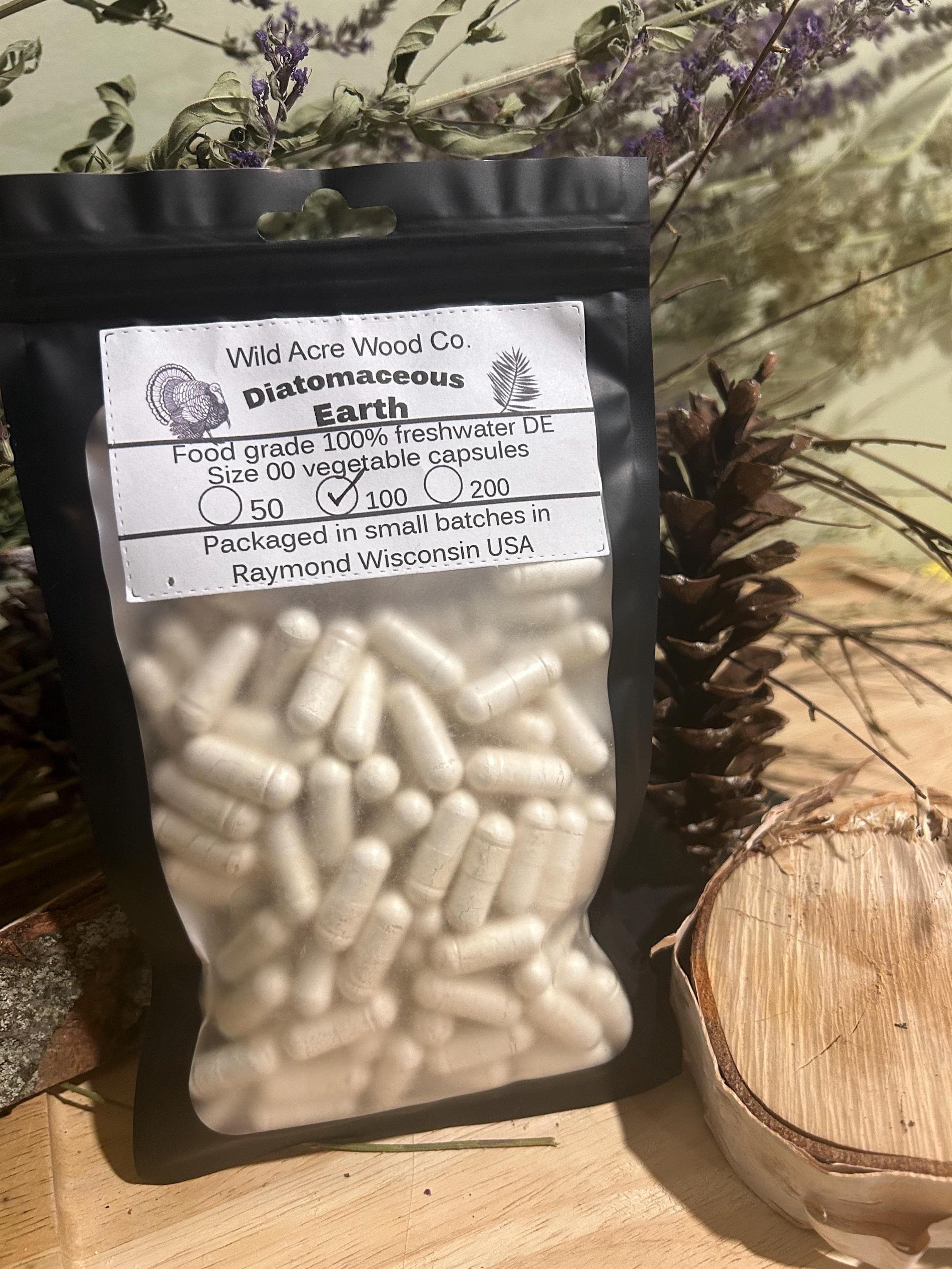Diatomaceous earth food grade freshwater | USA | 600 mg LARGE dose Herbal supplement | vegan capsule  | organic veggie capsules  powder