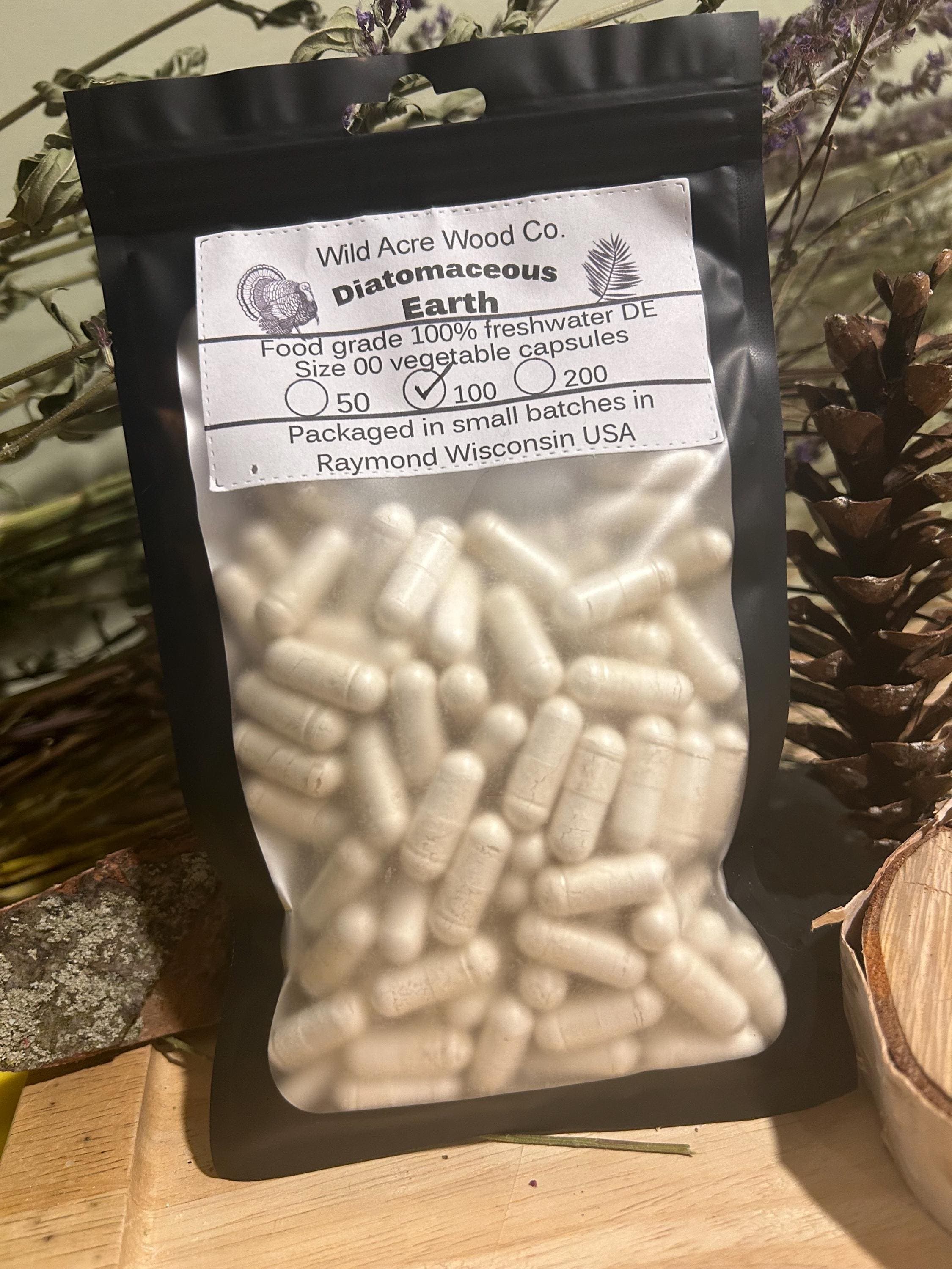 Diatomaceous earth food grade freshwater | USA | 600 mg LARGE dose Herbal supplement | vegan capsule  | organic veggie capsules  powder - image 3