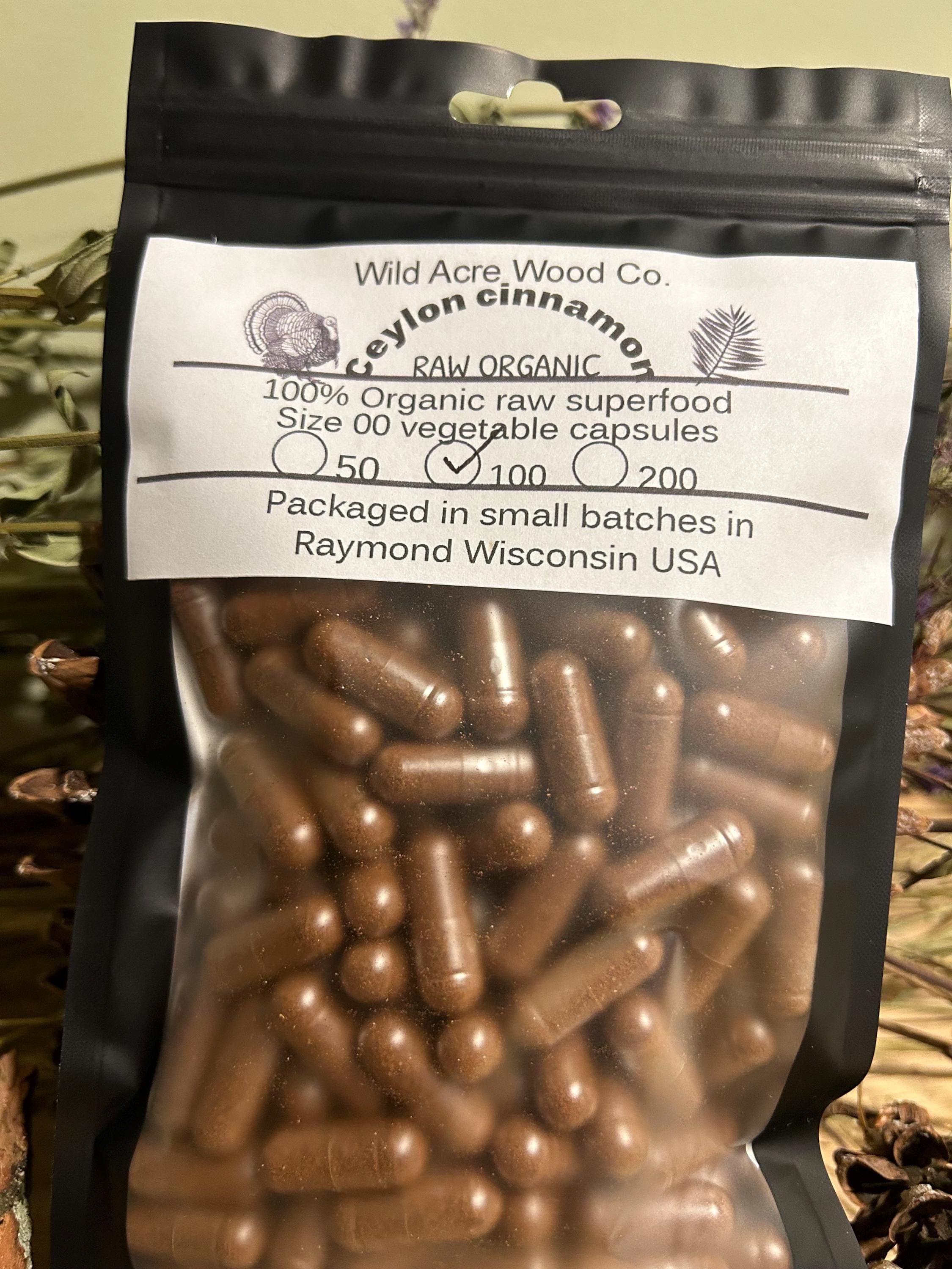 Organic Ceylon cinnamon capsules | 650 mg | Cinnamomum verum Herbal supplement | vegan capsule | organic veggie capsules