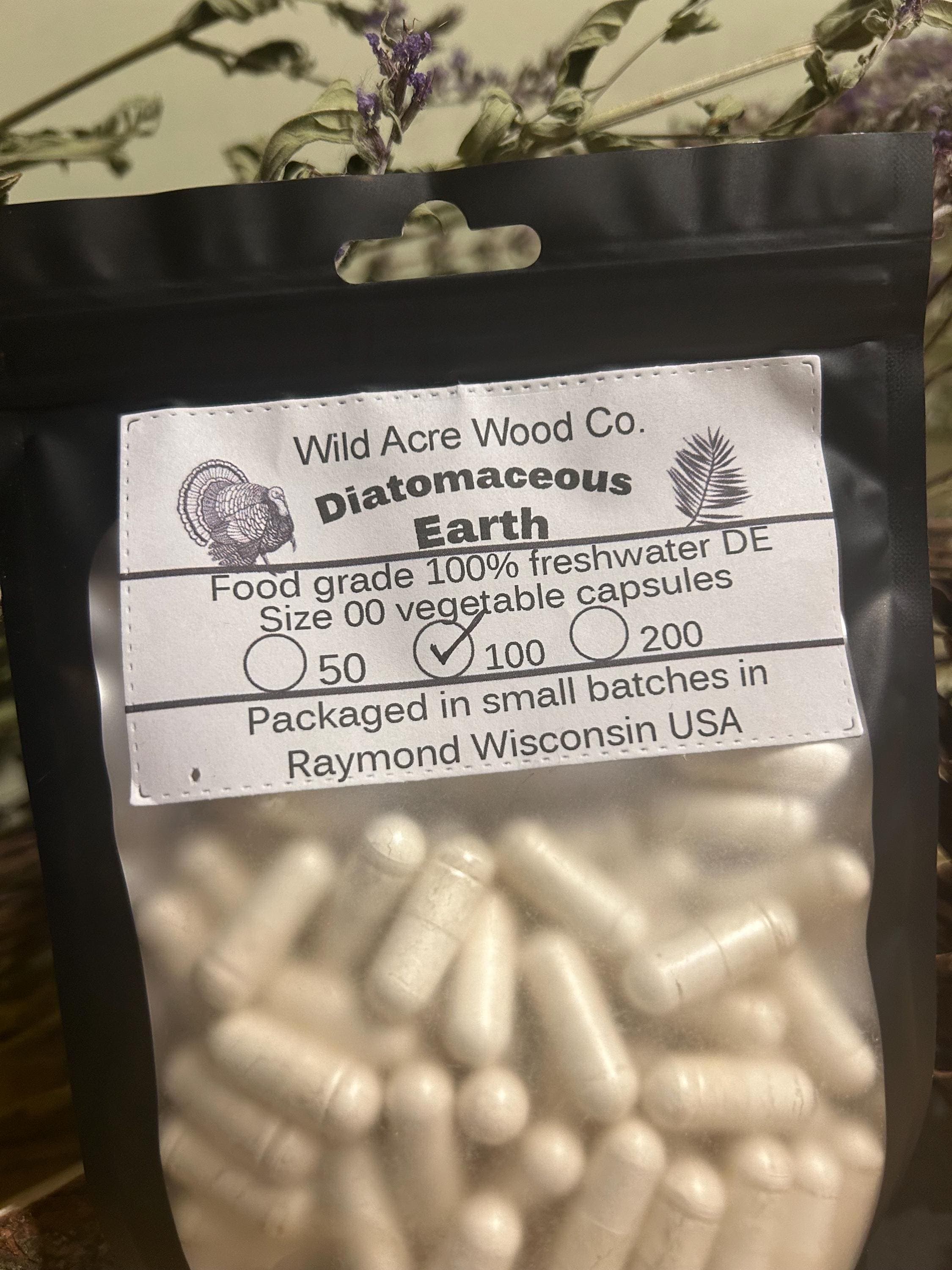 Diatomaceous earth food grade freshwater | USA | 600 mg LARGE dose Herbal supplement | vegan capsule  | organic veggie capsules  powder - image 2