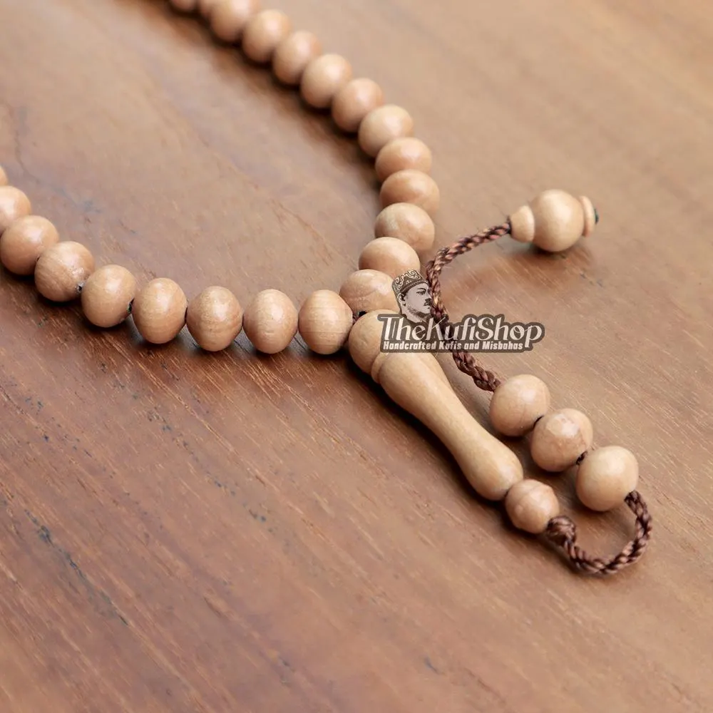 Muslim Dhikr Beads - Light Brown 7x8mm Tapered Beads Misbaha | Islamic 99 count Prayer Beads Fit Over Head - image 5