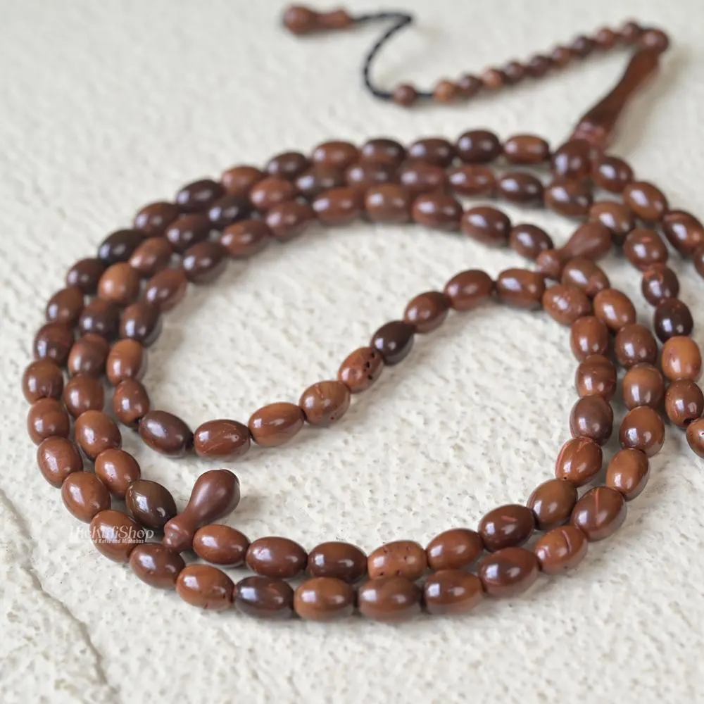 Genuine Kuka Wood Prayer Beads | 99 Oval Brown Tasbih, Islamic Dhikr Gift Boxed - image 4