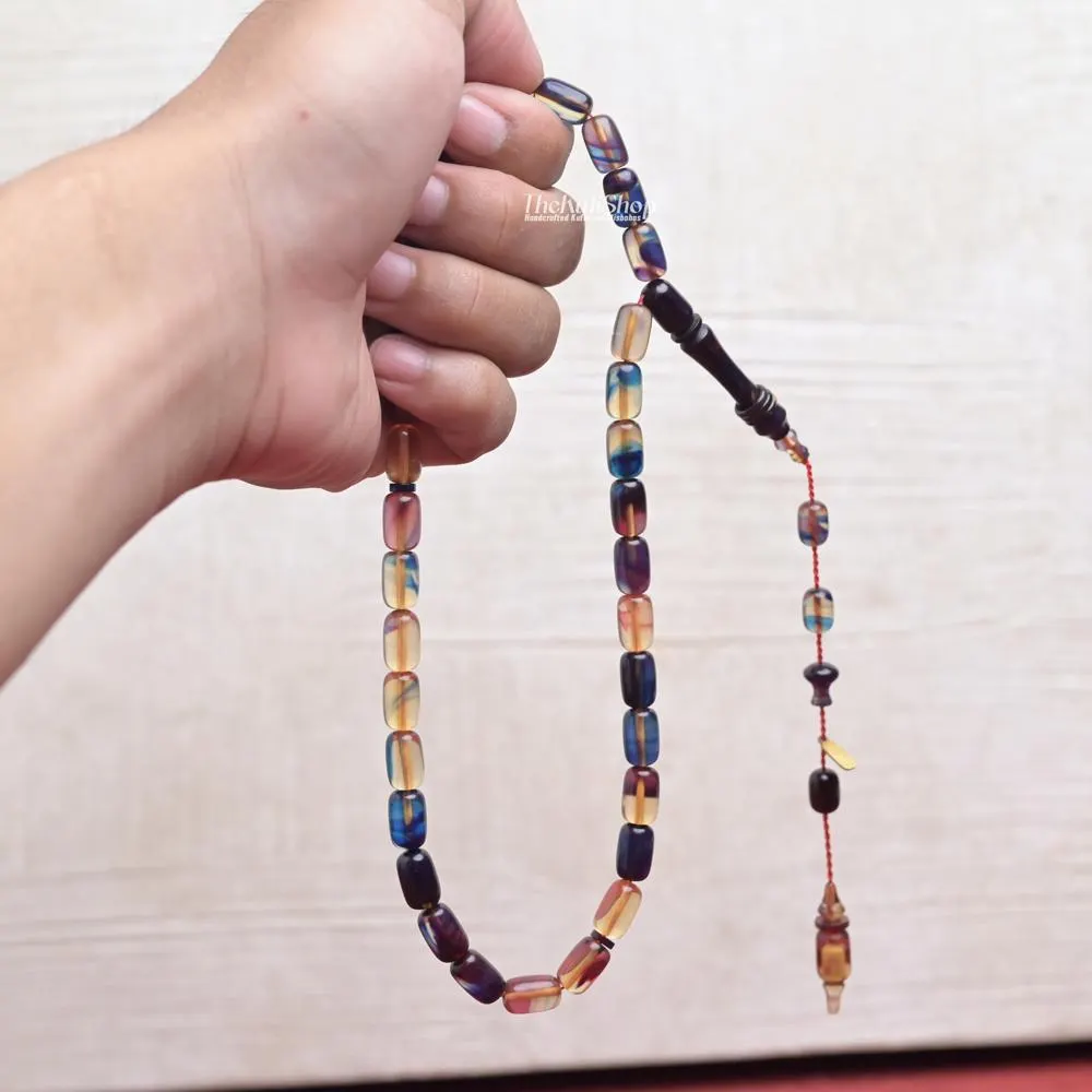Colorful Acrylic Tasbih 33 Beads - 7x11mm Barrel Prayer Beads Islamic Misbaha Handmade - image 4