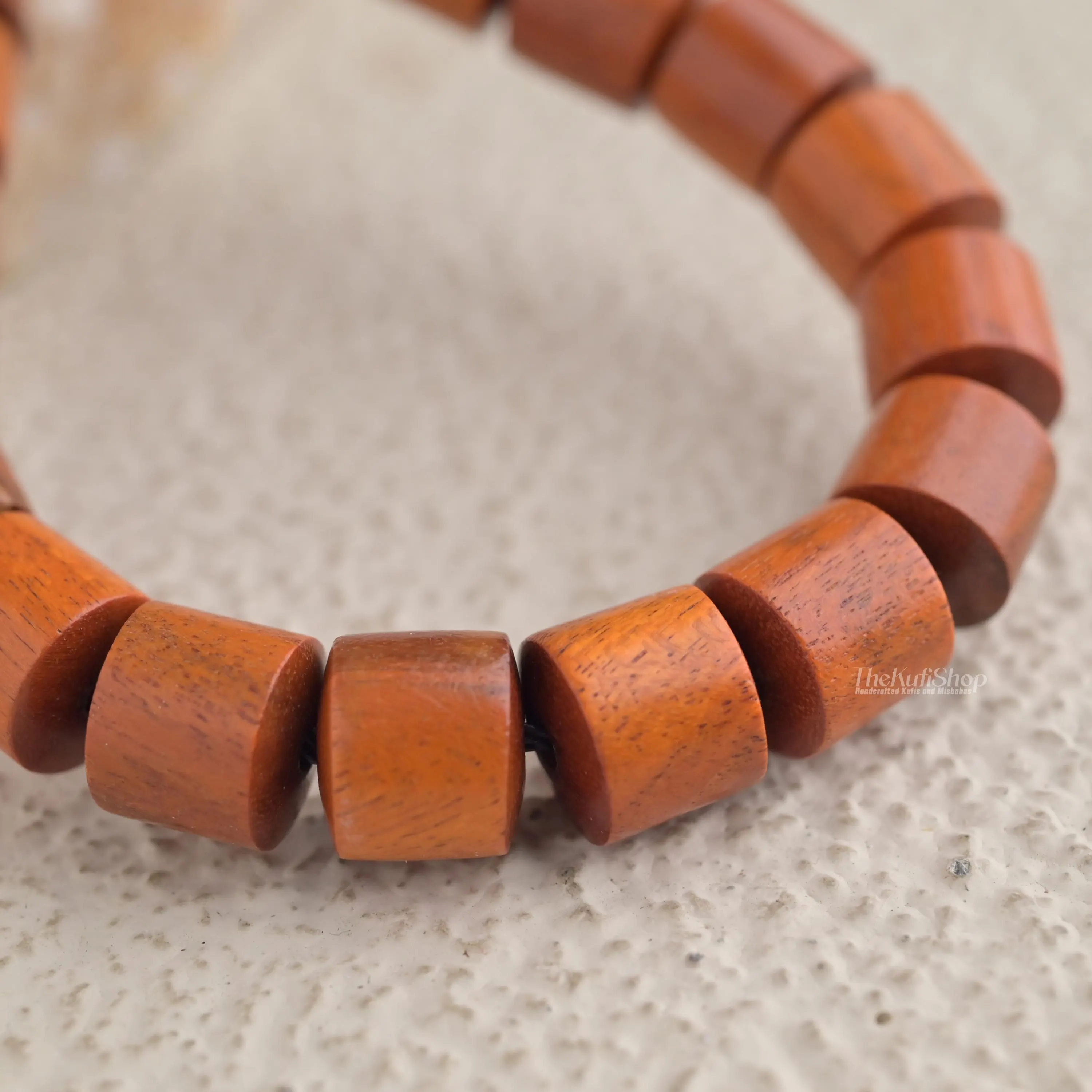 Handcrafted Secang Wood Tasbih 33ct - Orange Long Oval & Barrel-shaped Wooden Prayer Beads Gift Box - image 4