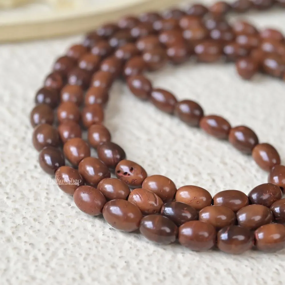 Genuine Kuka Wood Prayer Beads | 99 Oval Brown Tasbih, Islamic Dhikr Gift Boxed - image 2