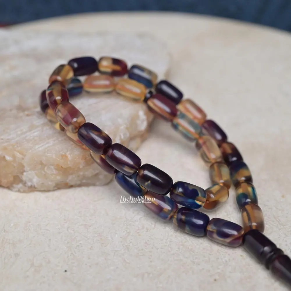 Colorful Acrylic Tasbih 33 Beads - 7x11mm Barrel Prayer Beads Islamic Misbaha Handmade - image 2