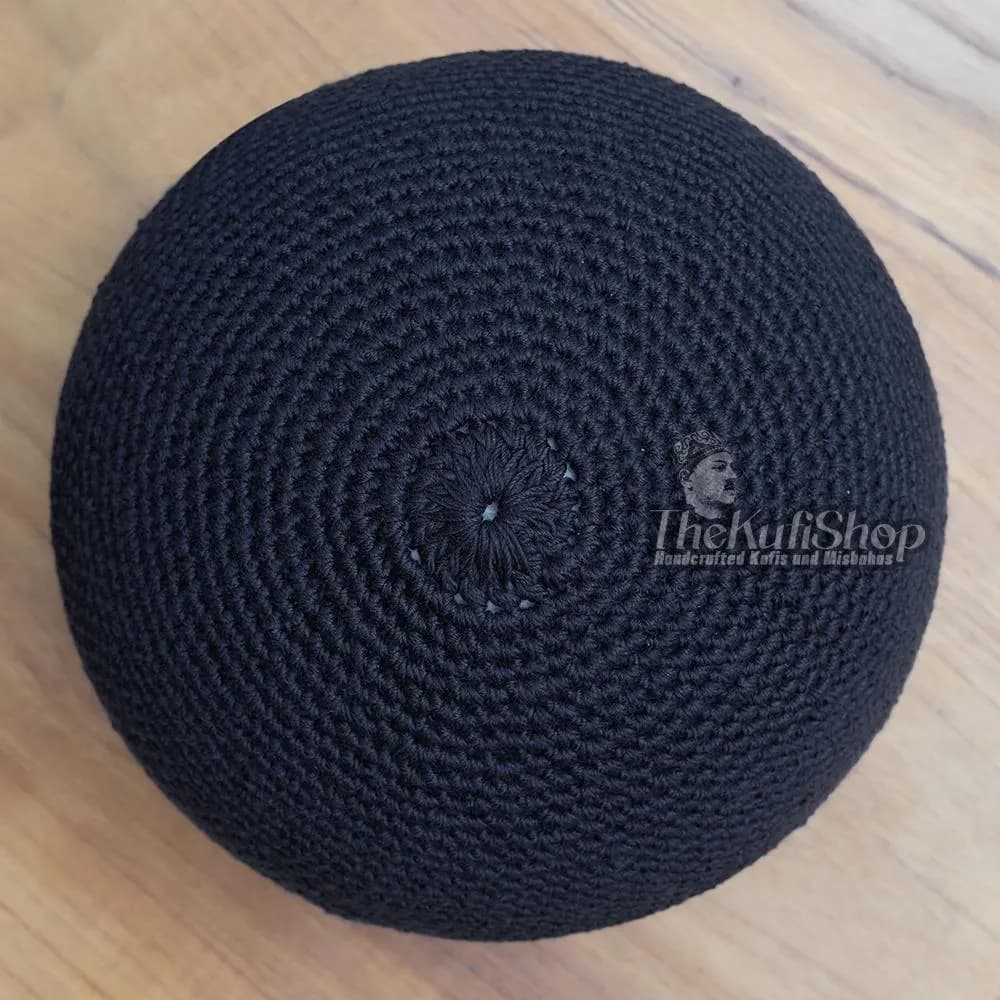 Islamic Kufi Skull Cap – Extra Dark Blue Hand-crocheted Cotton Muslim Prayer Hat | Soft Comfortable Taqiyah for Salah & Eid Gift - image 5