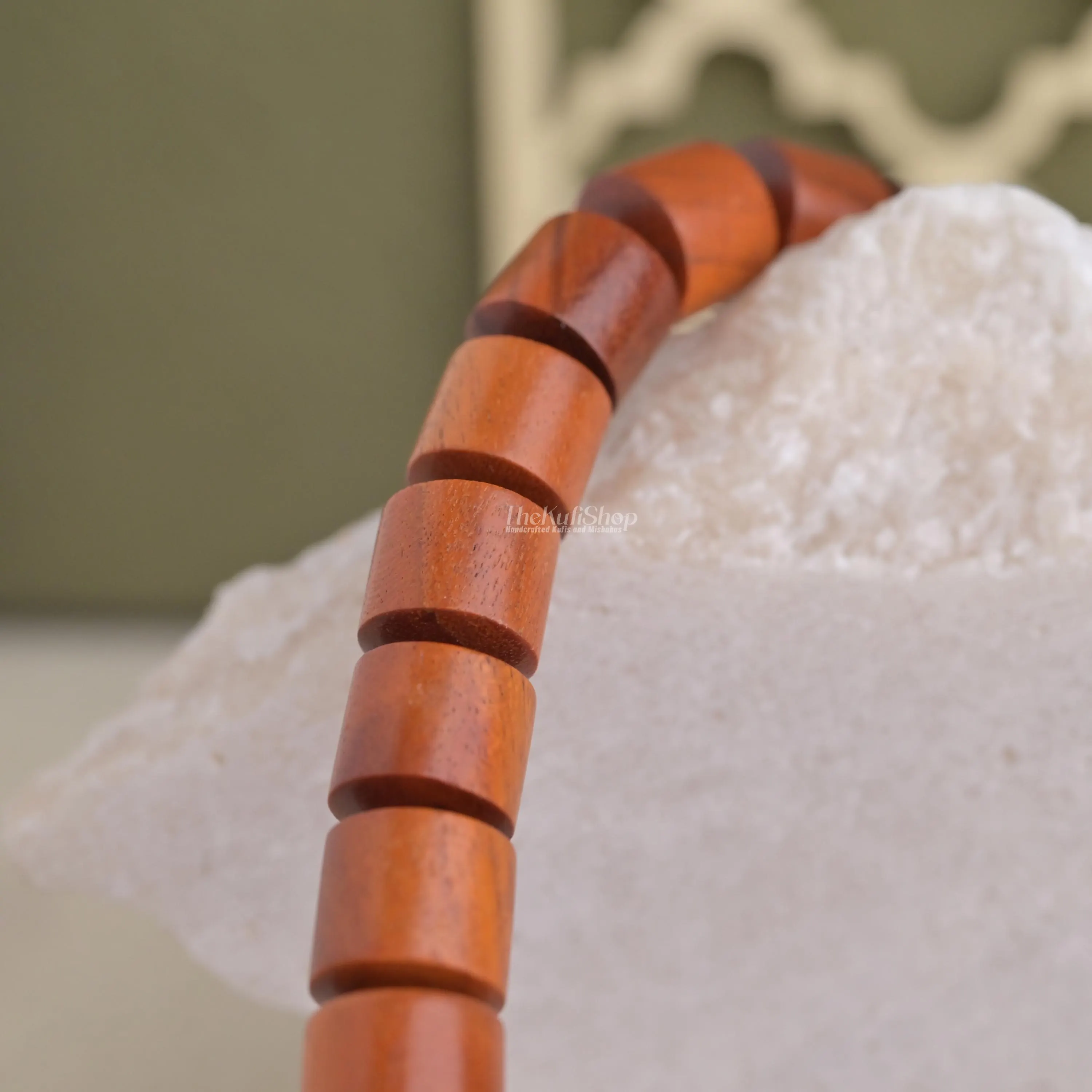 Handcrafted Secang Wood Tasbih 33ct - Orange Long Oval & Barrel-shaped Wooden Prayer Beads Gift Box - image 3
