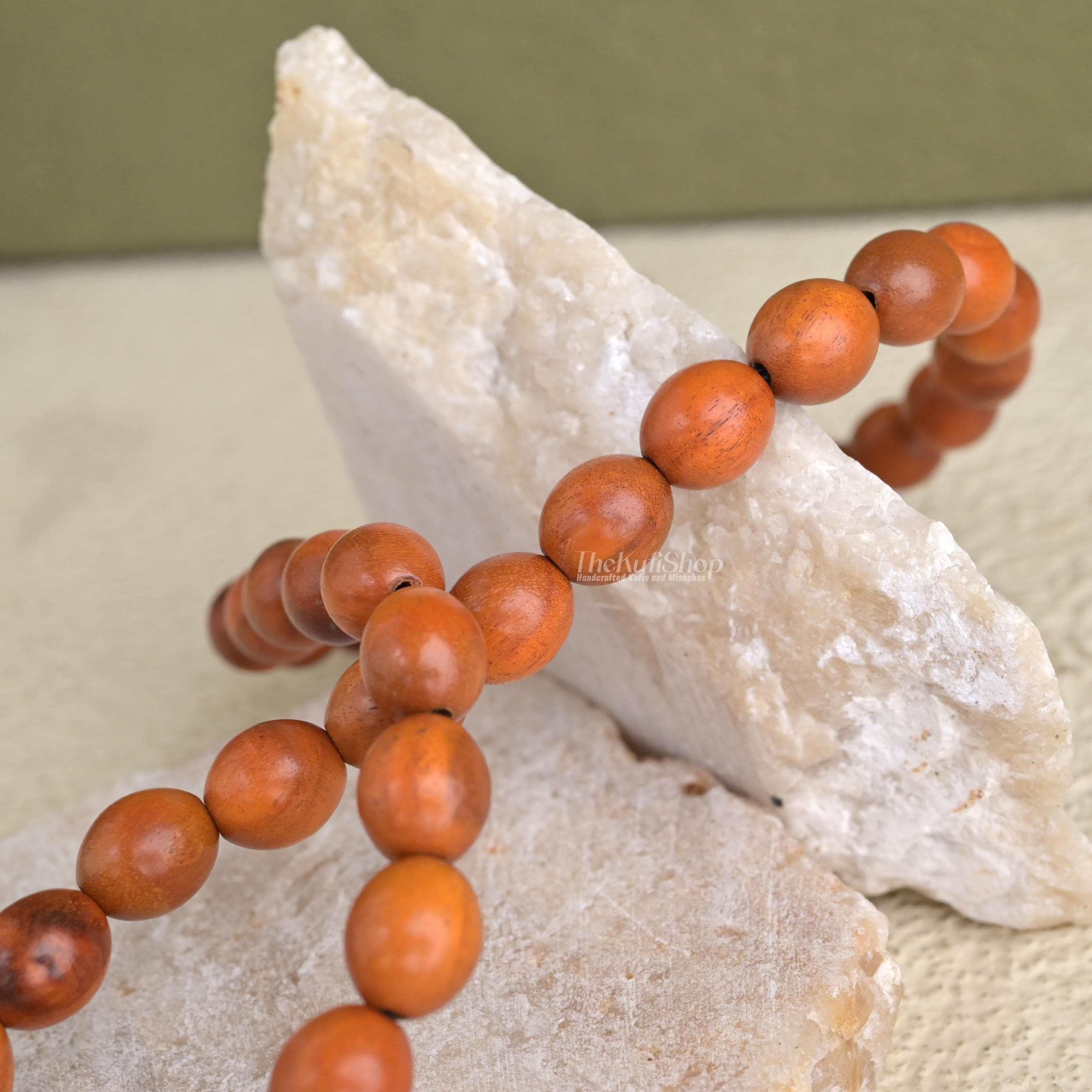 Handcrafted Secang Wood Tasbih 33ct - Orange Long Oval & Barrel-shaped Wooden Prayer Beads Gift Box - image 5