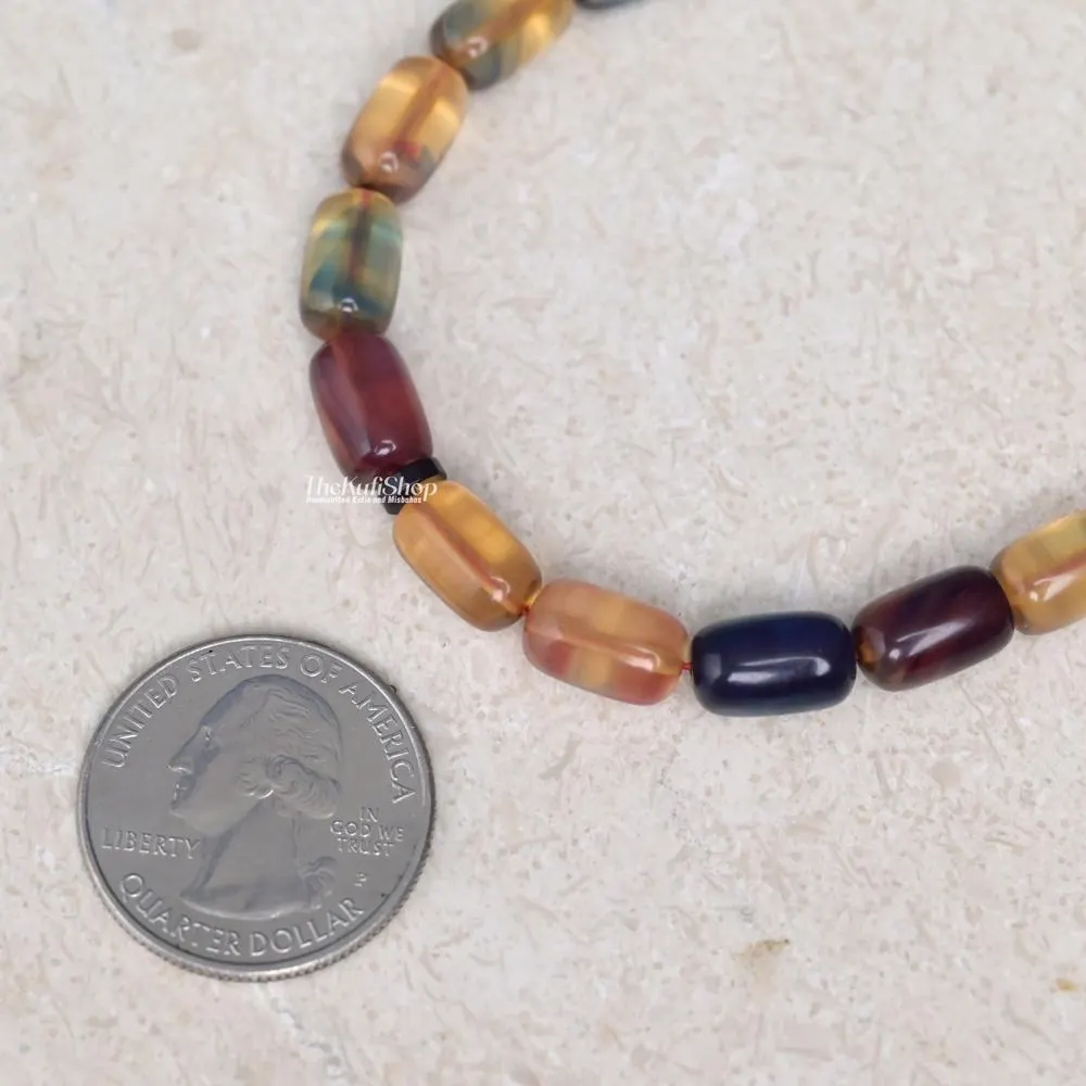 Colorful Acrylic Tasbih 33 Beads - 7x11mm Barrel Prayer Beads Islamic Misbaha Handmade - image 3