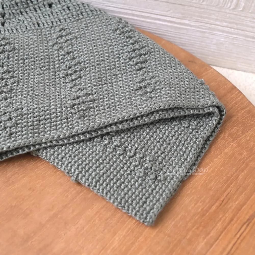 Handcrafted Crochet Kufi Prayer Skull Cap – Dark Olive Stretch Fit Open Weave Islamic Hat w/ Lined Triple Diamond Design - Muslim Head Cover - image 5