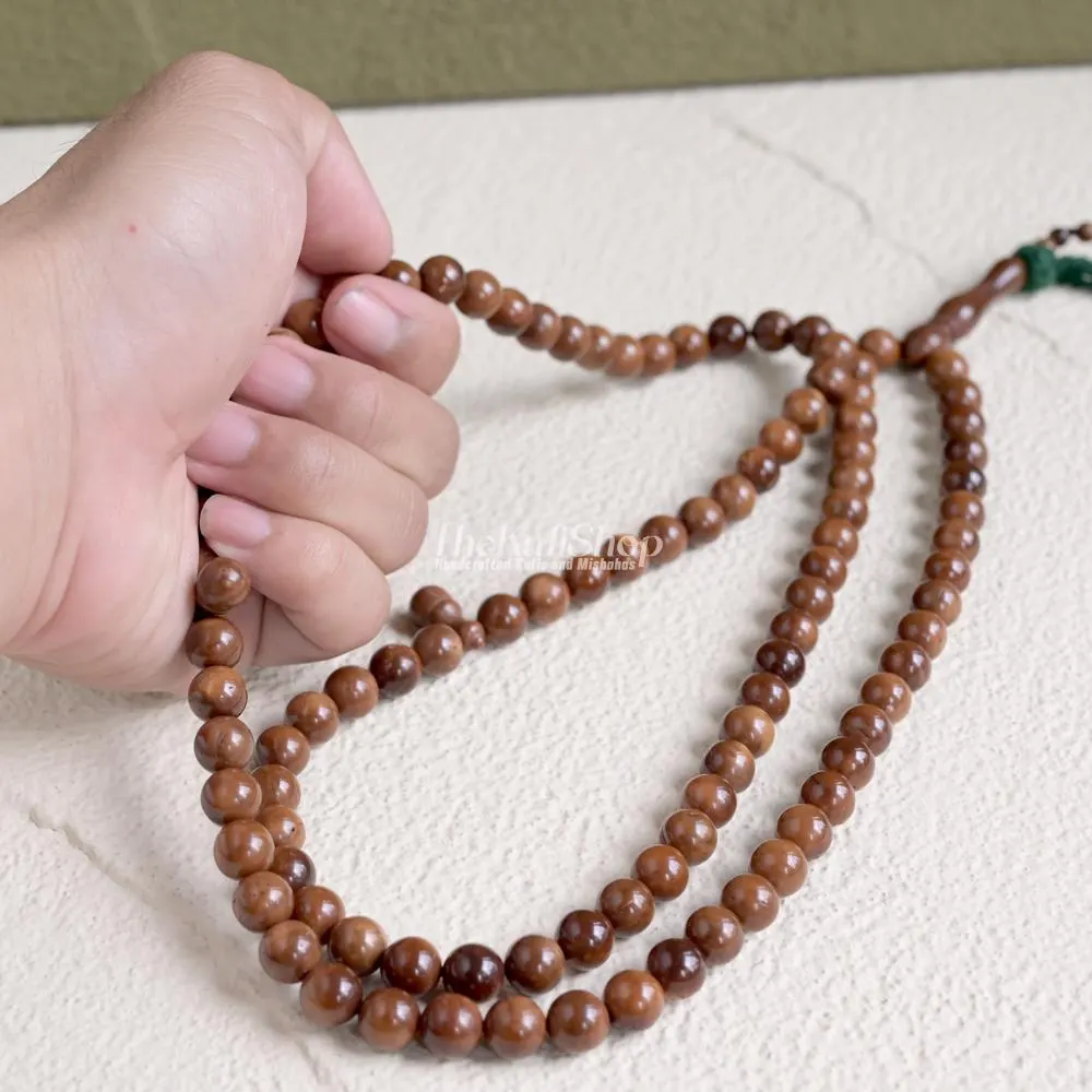 Natural Palm Seed Kuka Tasbih - 6-9mm Shiny Handcrafted 99-ct Waterproof Hard Dense Bead s- Muslim Prayer Beads with Yarn Stops Gift Boxed - image 2