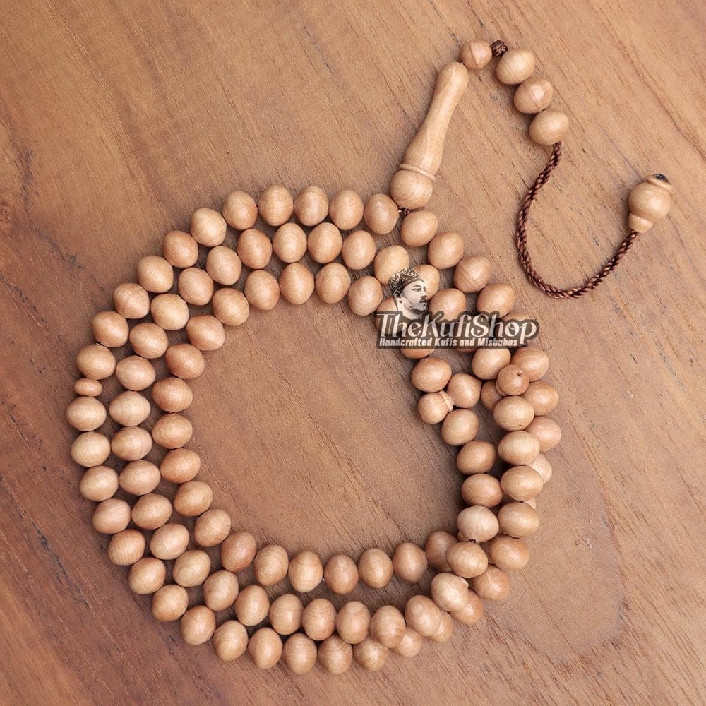 Muslim Dhikr Beads - Light Brown 7x8mm Tapered Beads Misbaha | Islamic 99 count Prayer Beads Fit Over Head - image 4