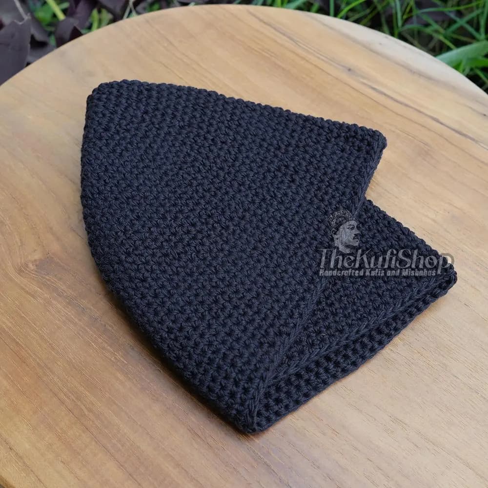 Islamic Kufi Skull Cap – Extra Dark Blue Hand-crocheted Cotton Muslim Prayer Hat | Soft Comfortable Taqiyah for Salah & Eid Gift - image 2
