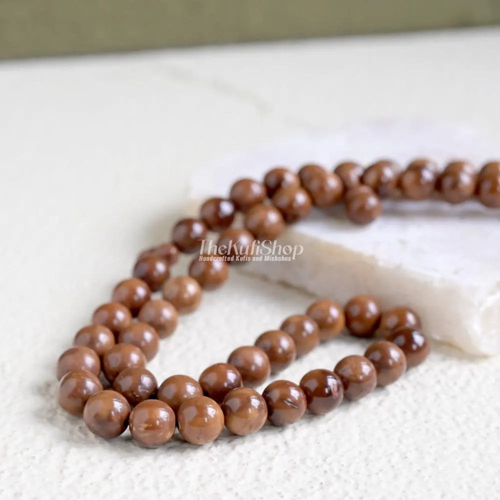 Natural Palm Seed Kuka Tasbih - 6-9mm Shiny Handcrafted 99-ct Waterproof Hard Dense Bead s- Muslim Prayer Beads with Yarn Stops Gift Boxed - image 5