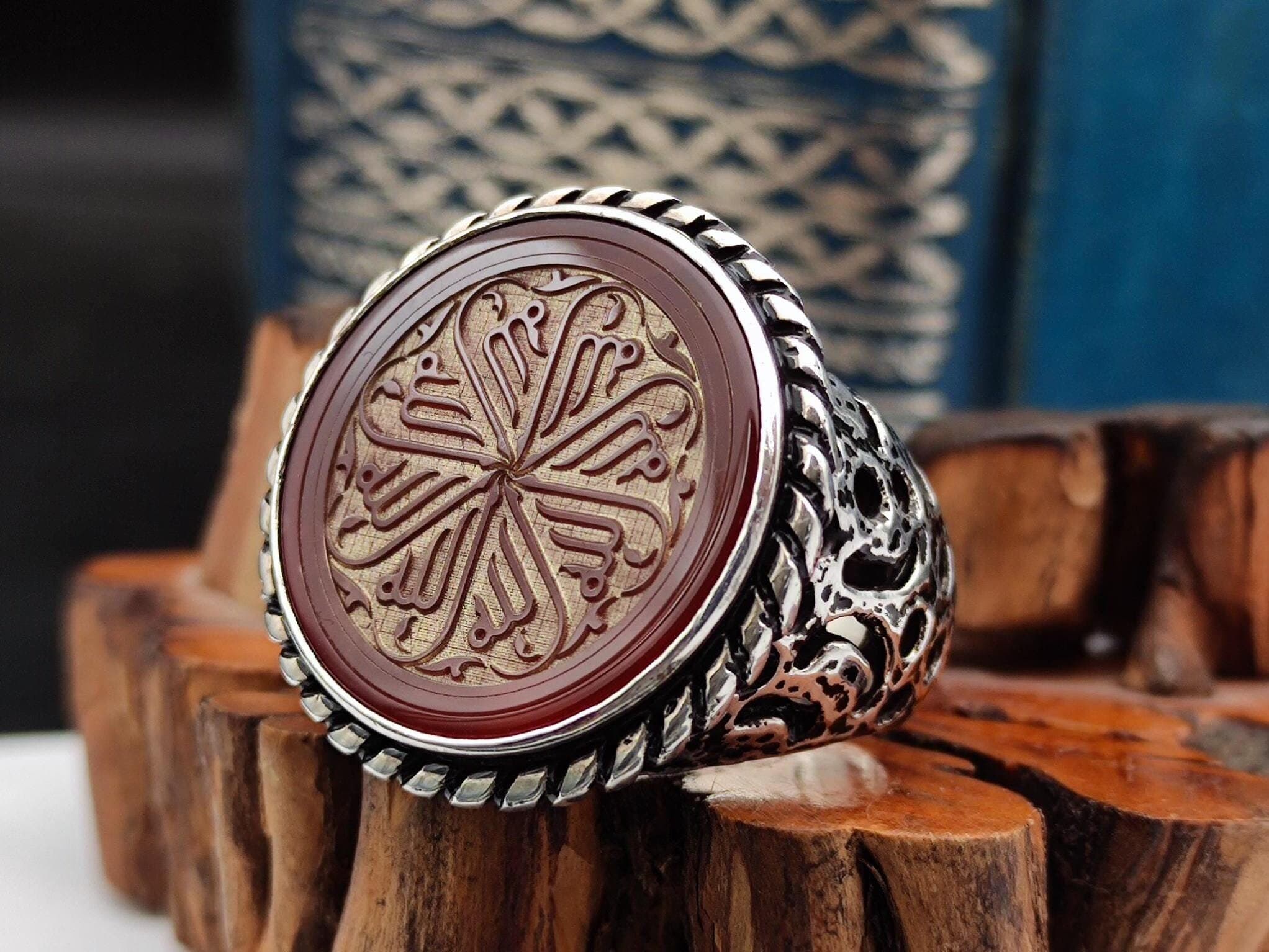 The god" by writing Islamic Ring for Men, Islamic Gift for men, Handmade Silver Ring, Gift for him