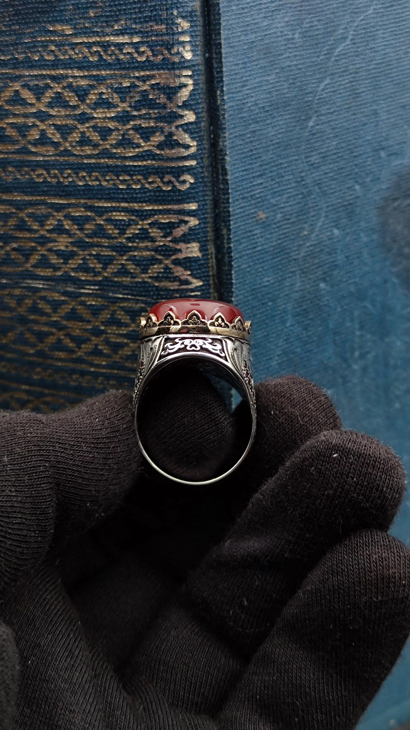 ALLAH Carved Agate Stone, Hand Carved Agate Stone, Islamic Silver Ring Gift for Men, Handmade Silver Ring, Gift for Men, Gift for Husband