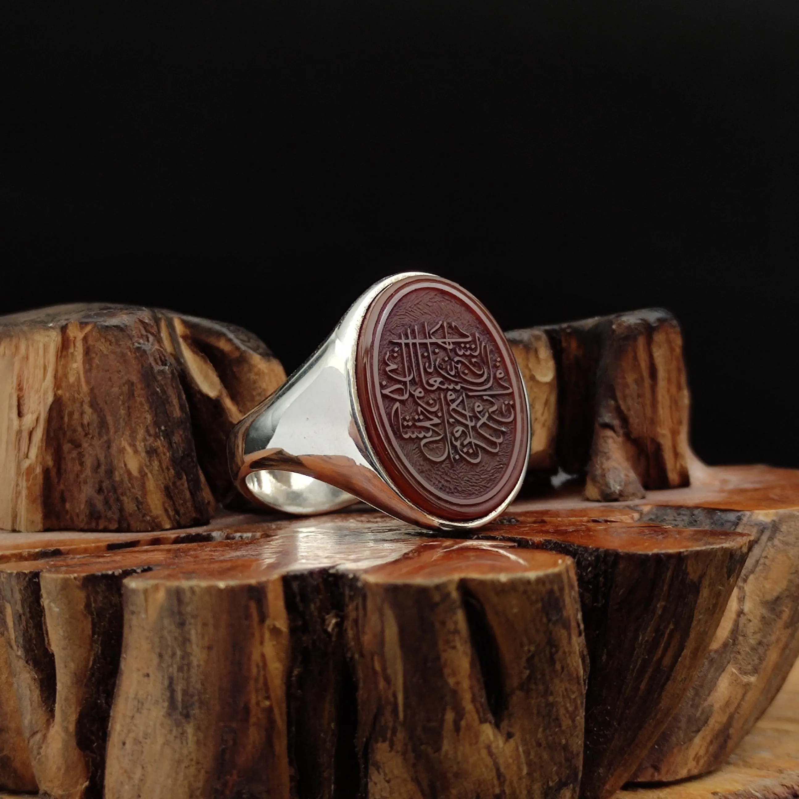 Memento Mori Islamic Ring, Death is Enough as Advice, Hand Carved Agate, 925 Silver Men's Ring - image 4