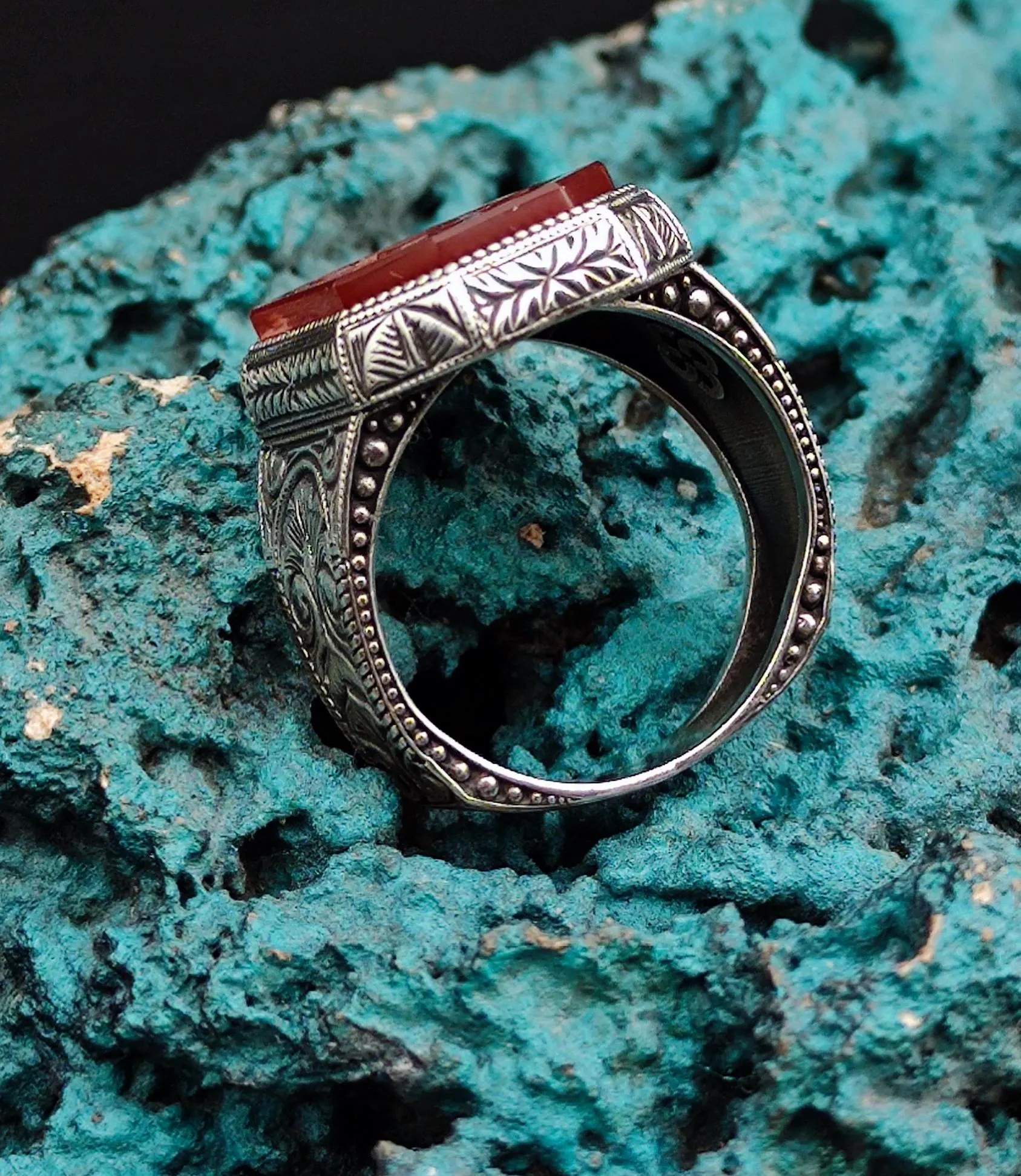 Red agate ring"  Islamic Ring for Men, Islamic Gift for men, Handmade Silver Ring, Gift for him, Gift for Husband