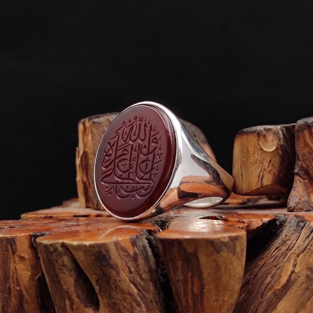 Memento Mori Islamic Ring, Death is Enough as Advice, Hand Carved Agate, 925 Silver Men's Ring - image 3