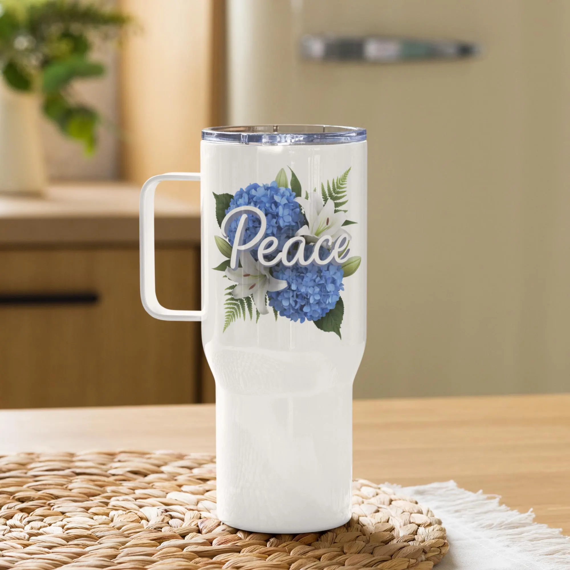 Peaceful Summer Floral Art - Blue Hydrangeas & White Lilies 3D Illustration