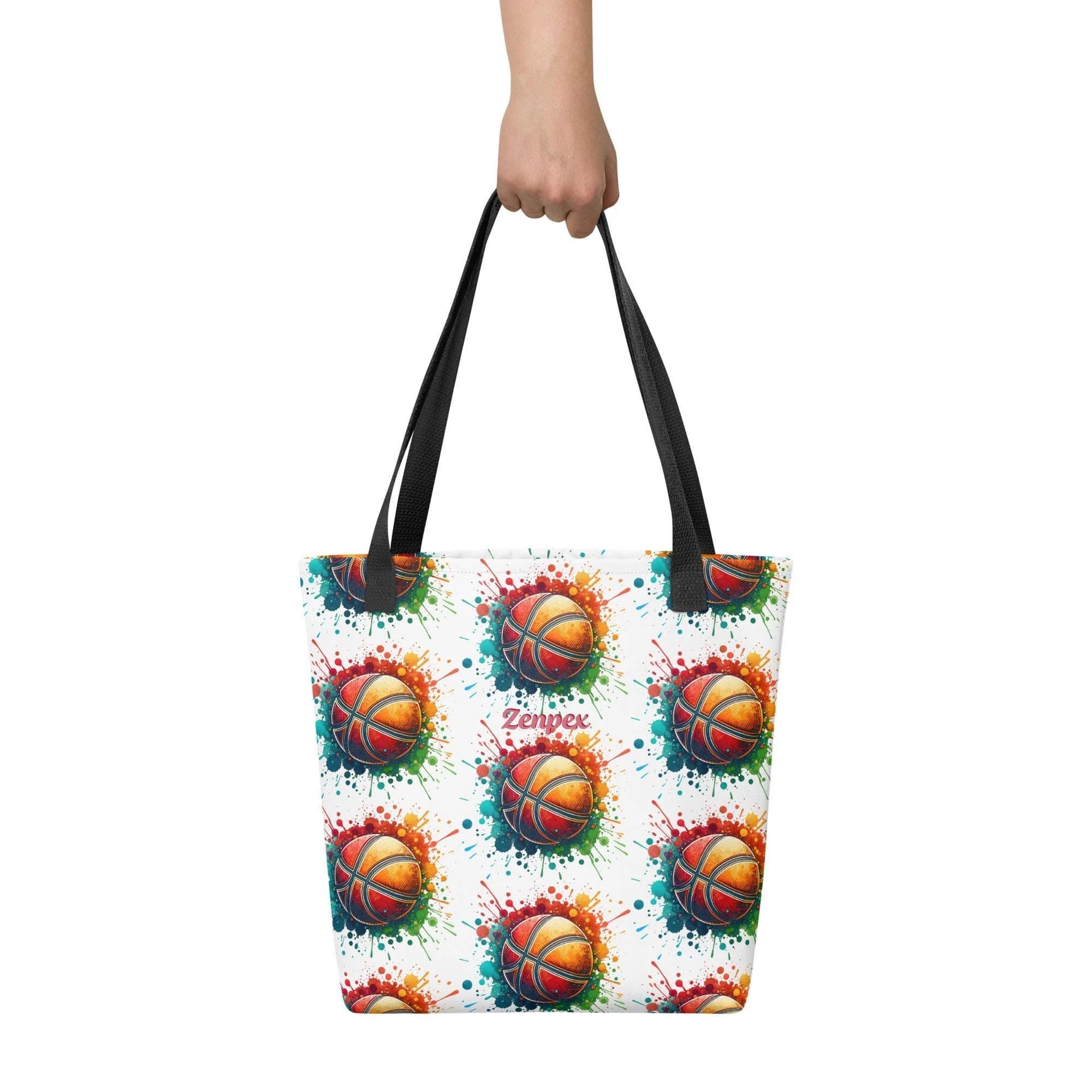 Vibrant Basketball Splash Print Tote Bag