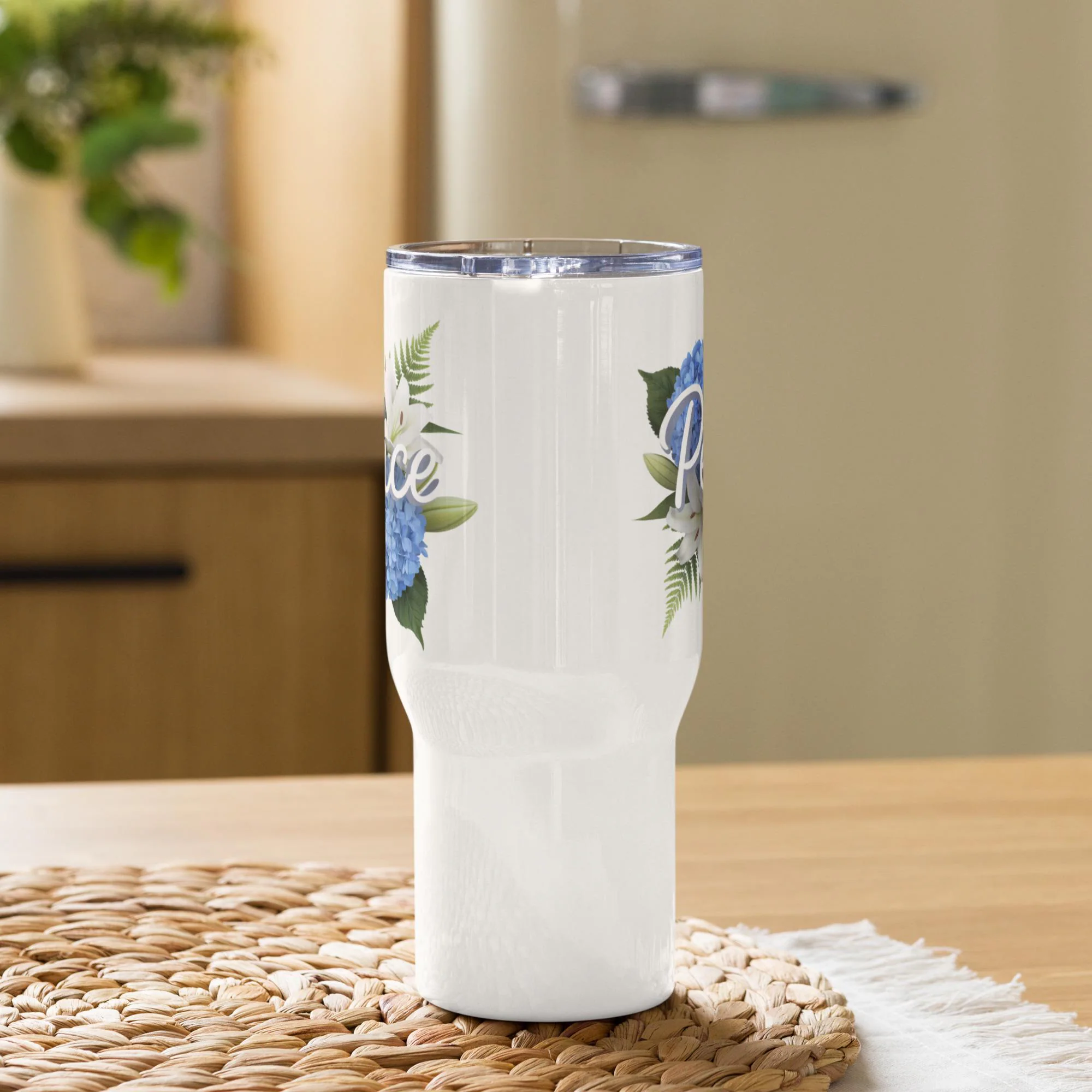 Peaceful Summer Floral Art - Blue Hydrangeas & White Lilies 3D Illustration