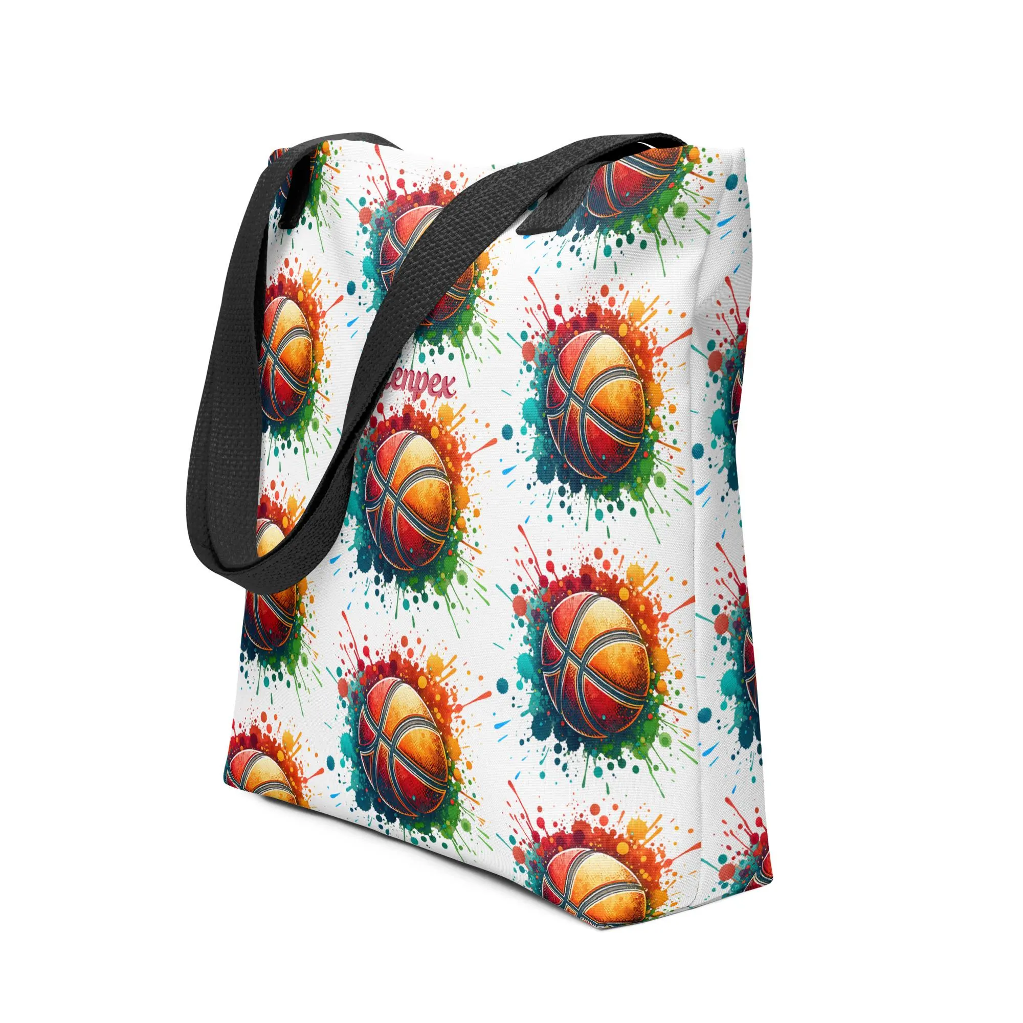 Splash Print Basketball Tote Bag: Reusable Eco-Friendly Shopping Tote