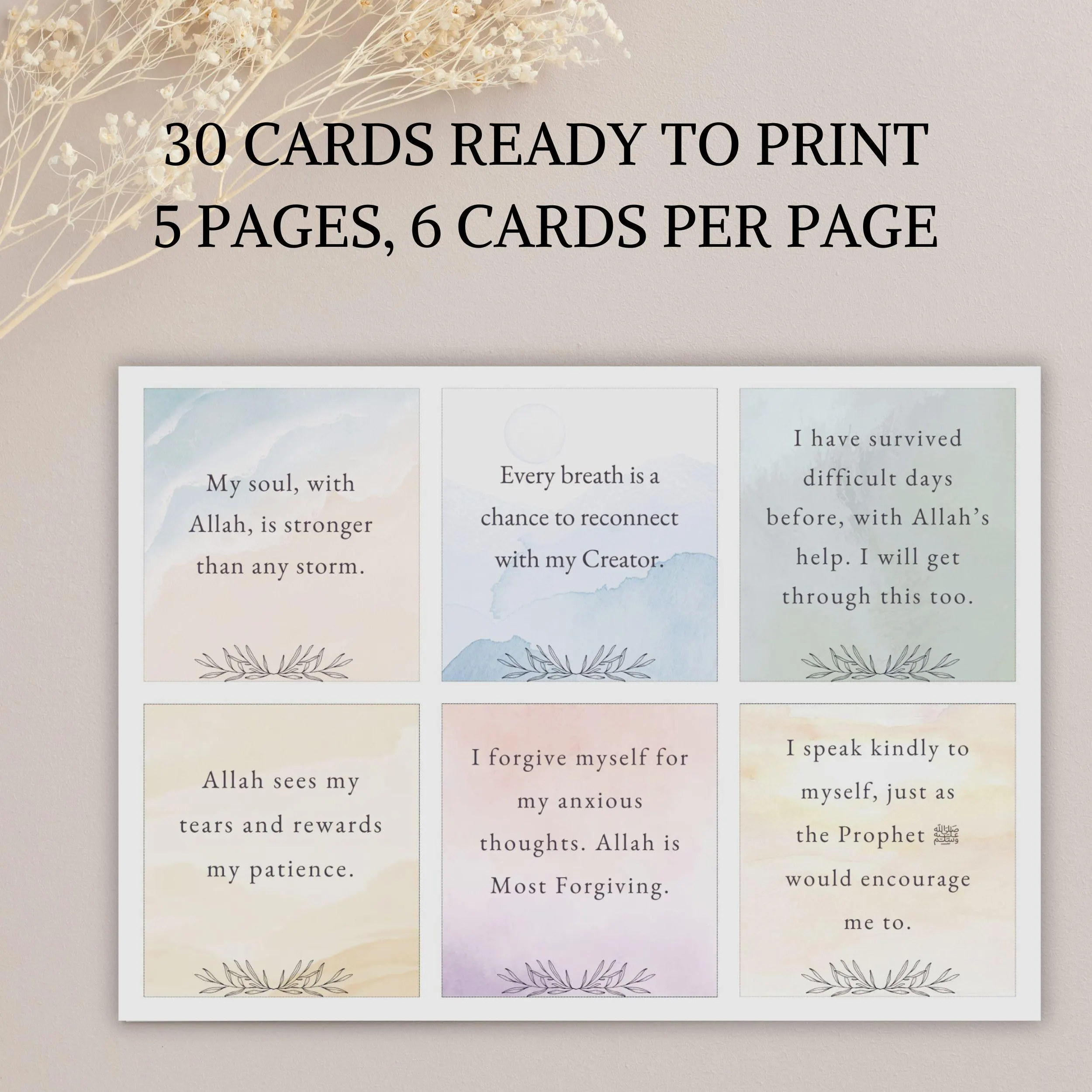 Islamic Affirmation Cards: Muslim Mental Wellness Gift (Digital Download) - image 3