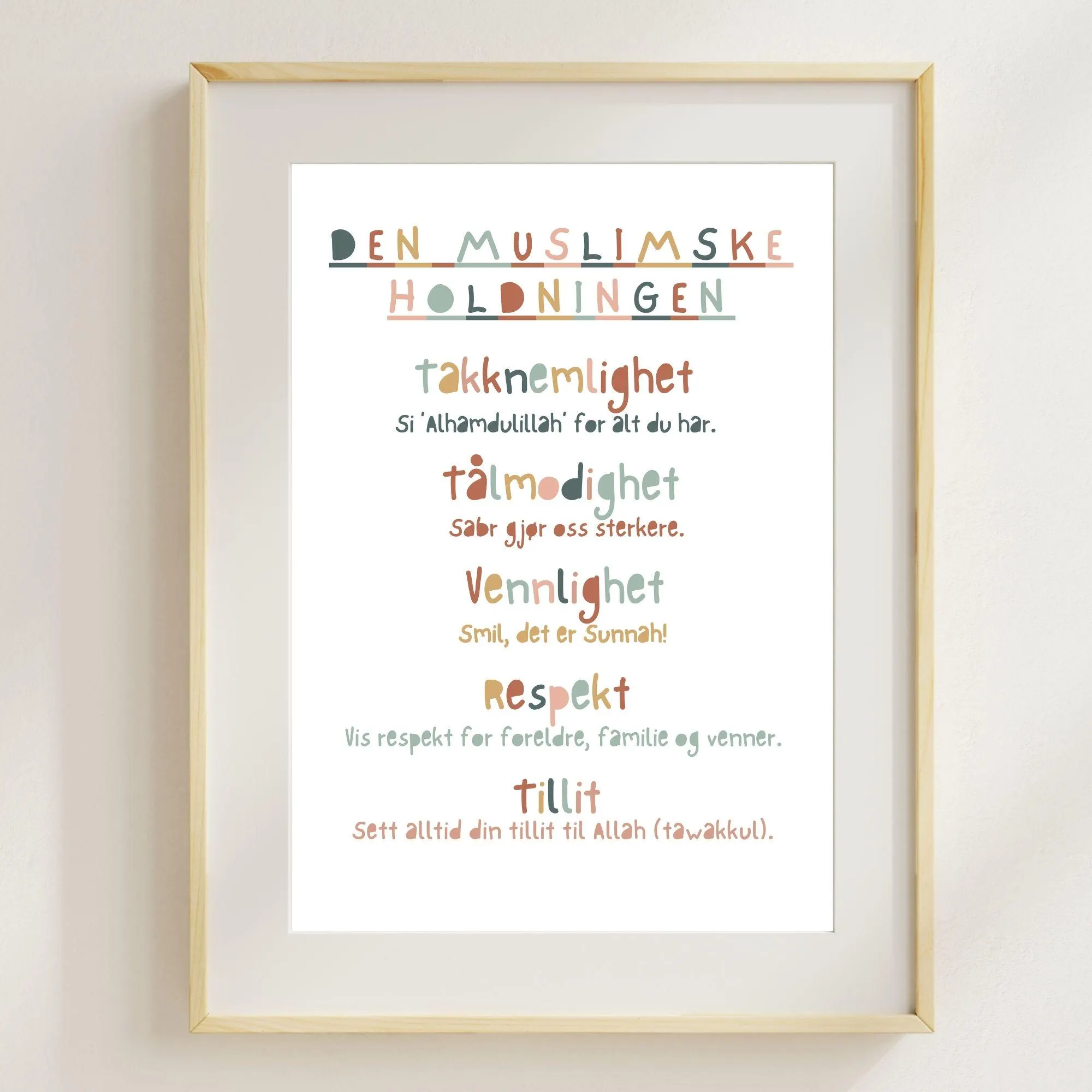 Norwegian Muslim Kids Affirmations Print | Scandinavian Nursery Decor (Digital Download)