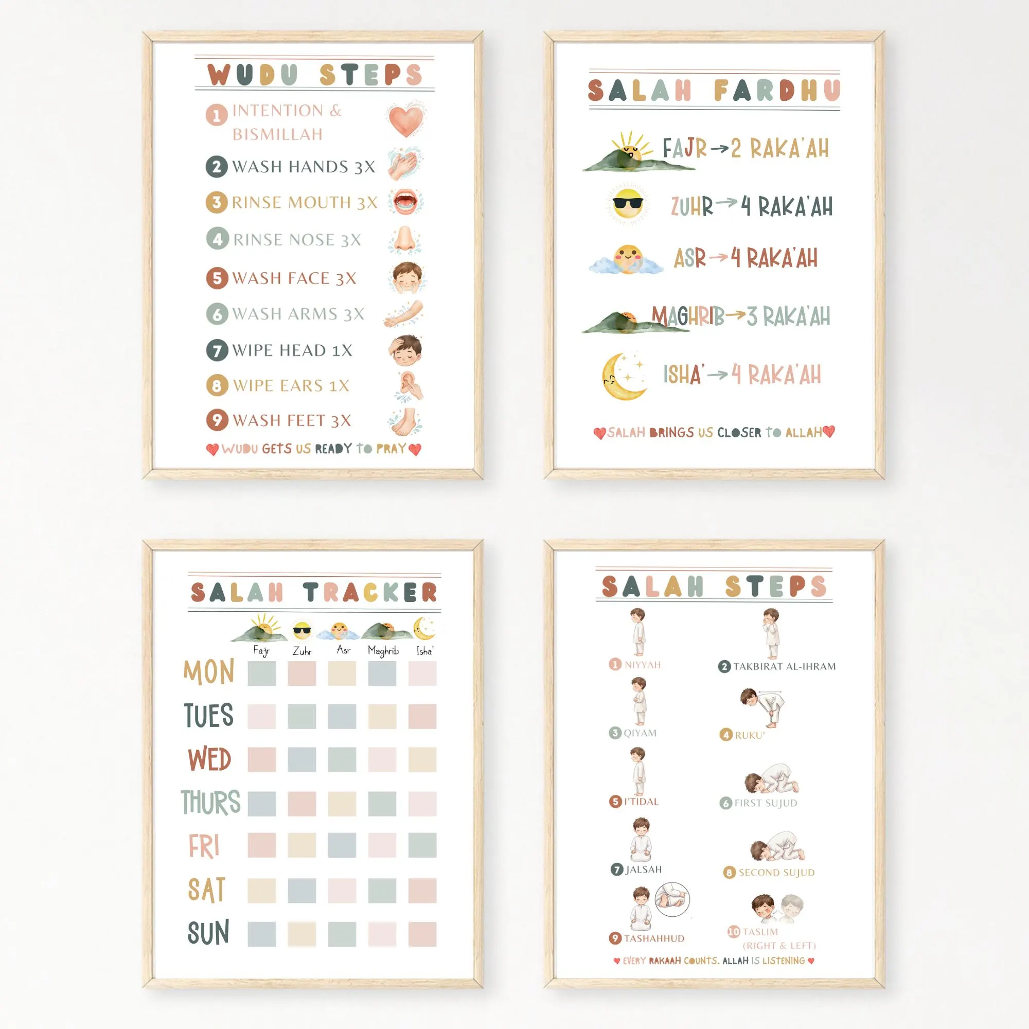 Islamic Prayer Learning Bundle | Wudu, Salah Steps, Fardhu Tracker (Digital Download)