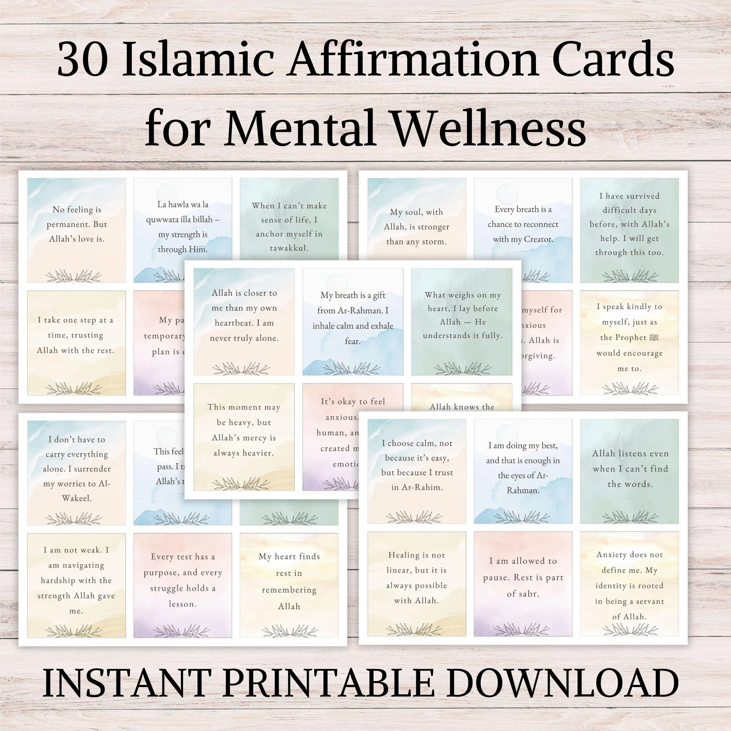 Islamic Affirmation Cards: Muslim Mental Wellness Gift (Digital Download)
