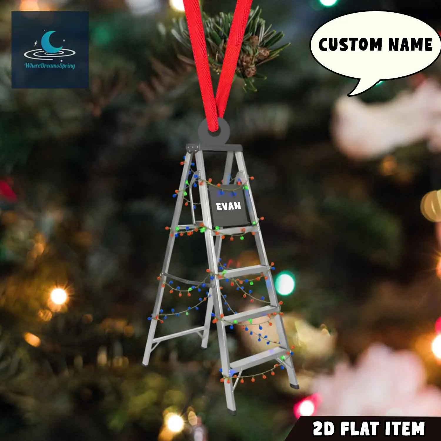 Personalized Ladder Christmas Ornament, Handyman Gift - image 4