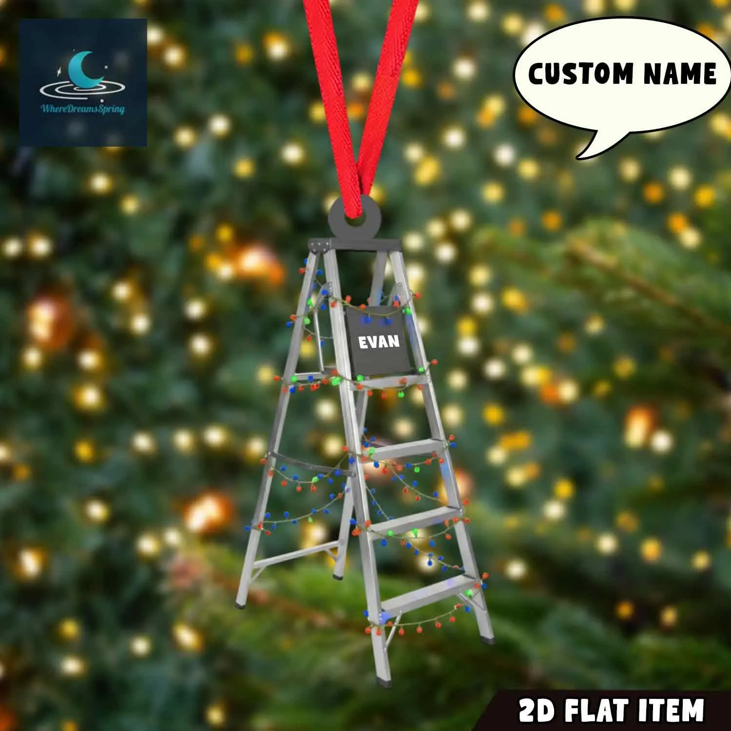 Personalized Ladder Christmas Ornament, Handyman Gift - image 3