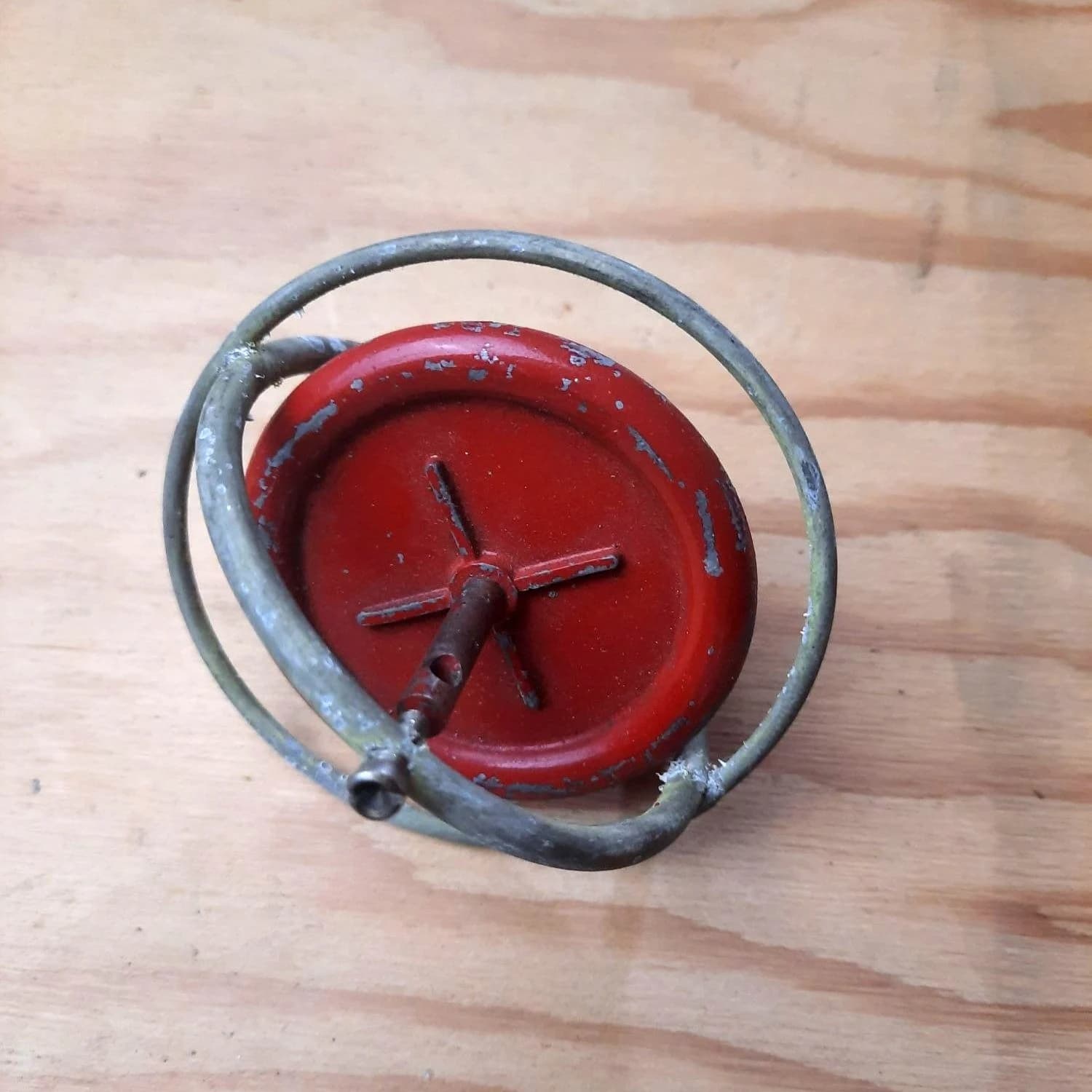 Gyro Whirl Metal Top Toy Red Langson LMCO Chicago IL No. 46 - image 3