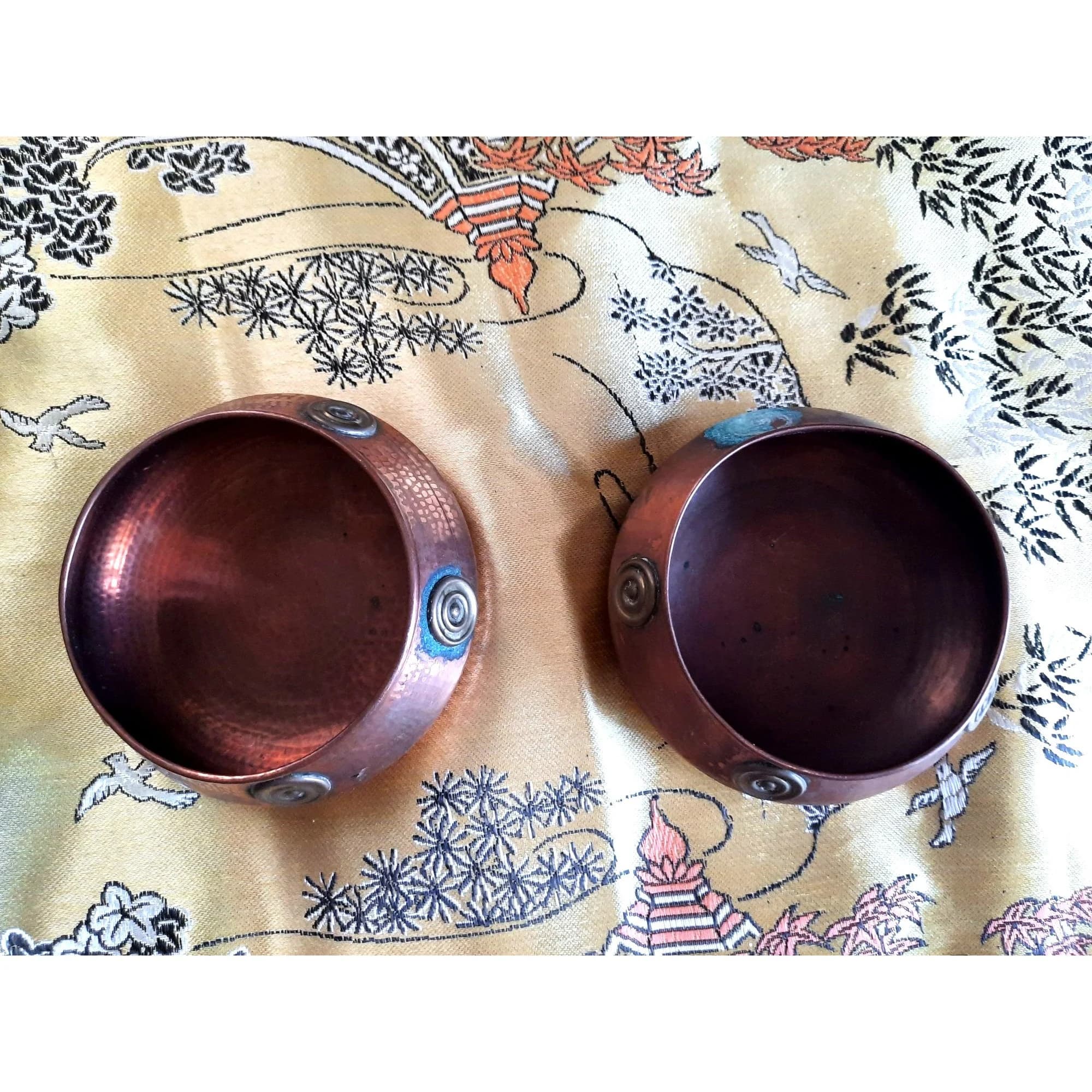 Vintage Middle Eastern Hand Hand Hammered Copper Vessel Pots Pair Set - image 4