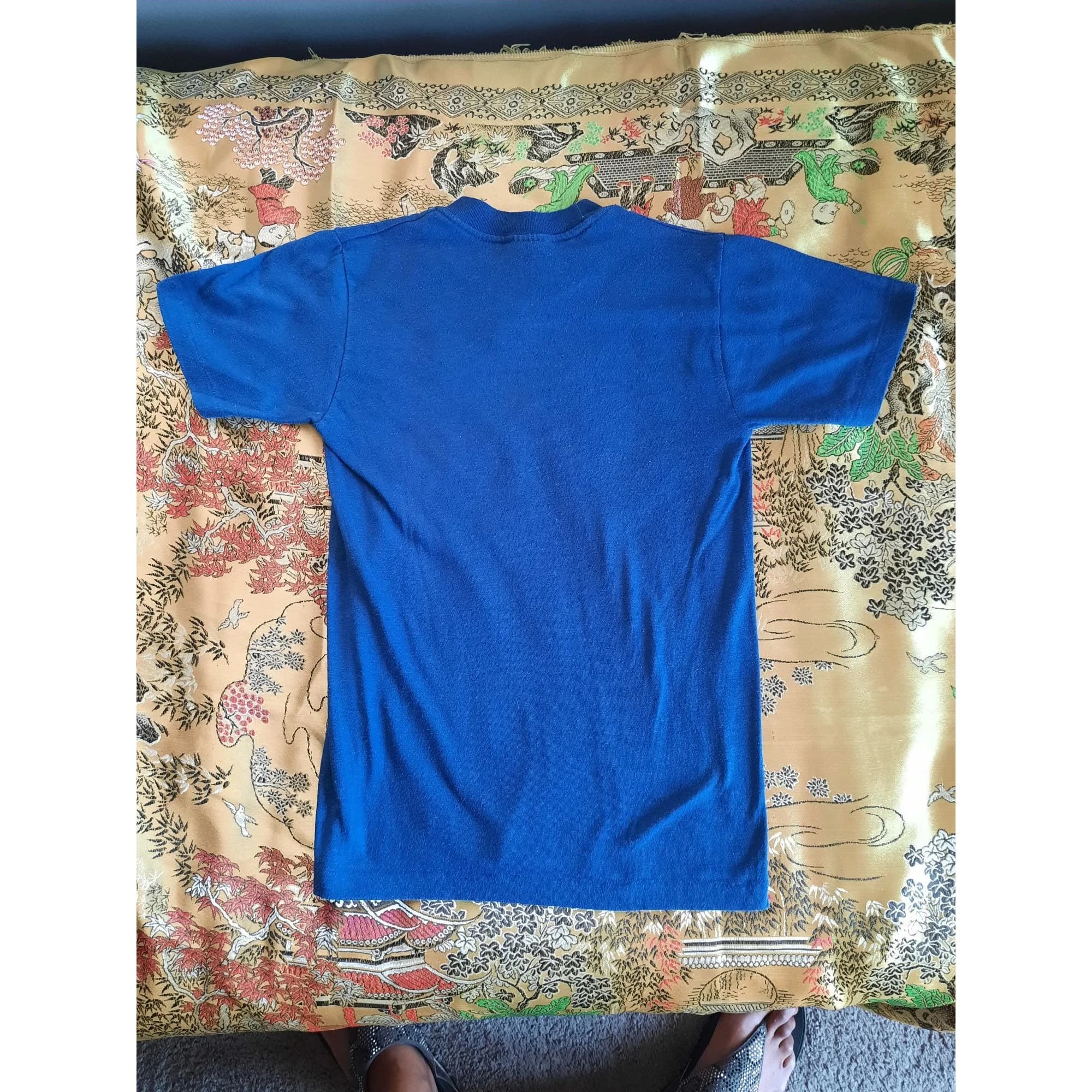 Boys Large Tshirt Vintage 80s Southwest Soccer School Kids Blue Single Stitch - image 4