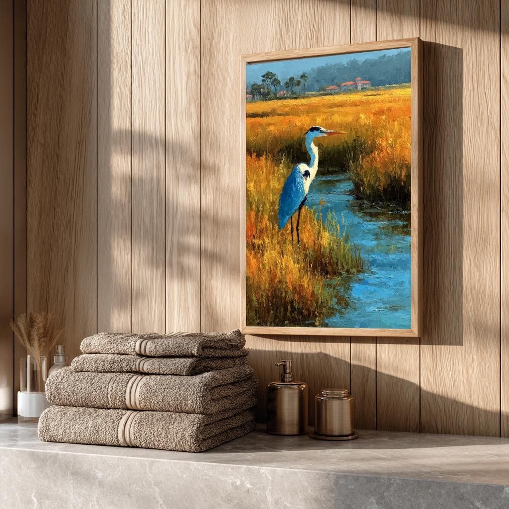 Blue Heron Coastal Marsh Art Print, Carolina Lowcountry Decor - image 4