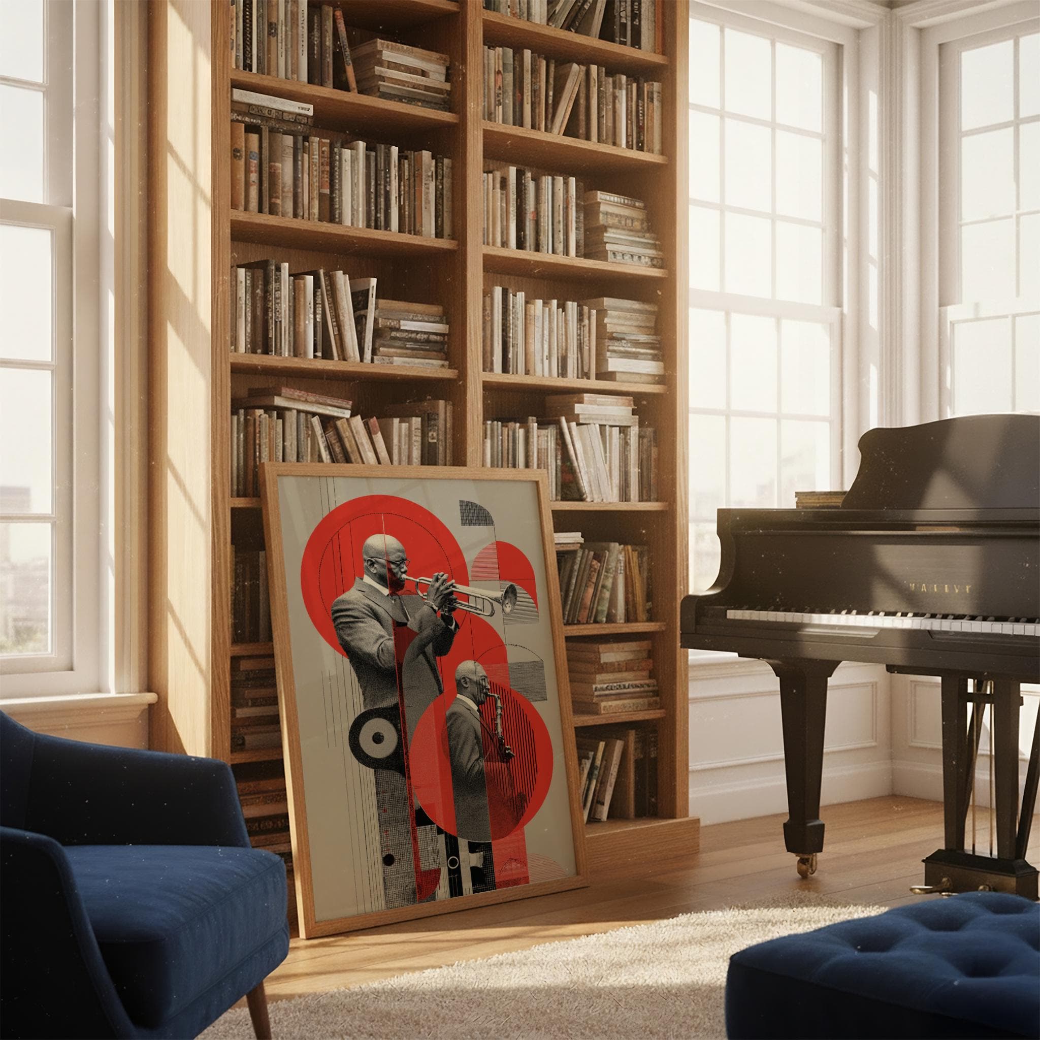 Bauhaus Duo – Jazz Fusion Wall Art, Trumpet and Saxophone Music Print - image 3
