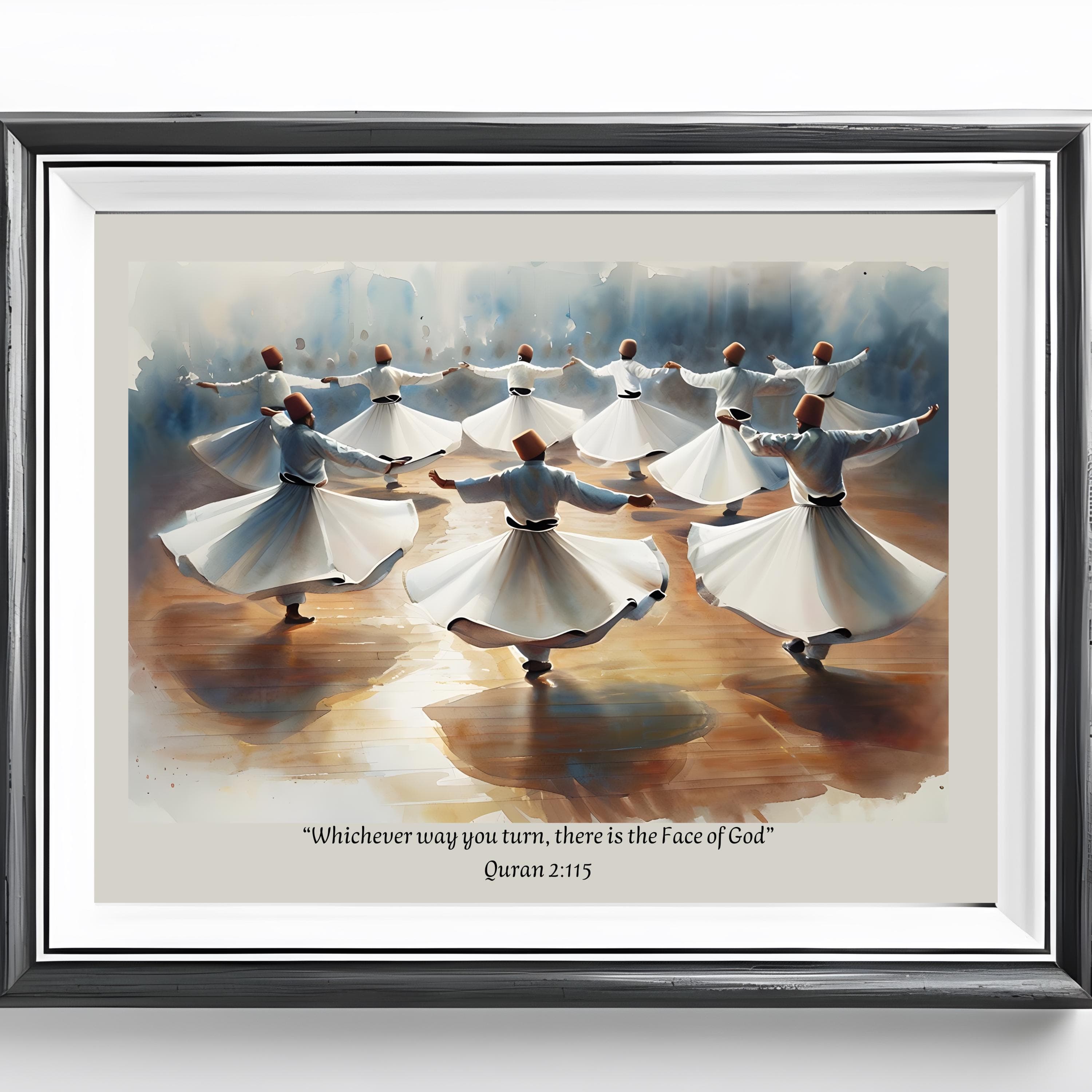 Whirling Dervishes Art Print: Quran Quote, Islamic Home Decor