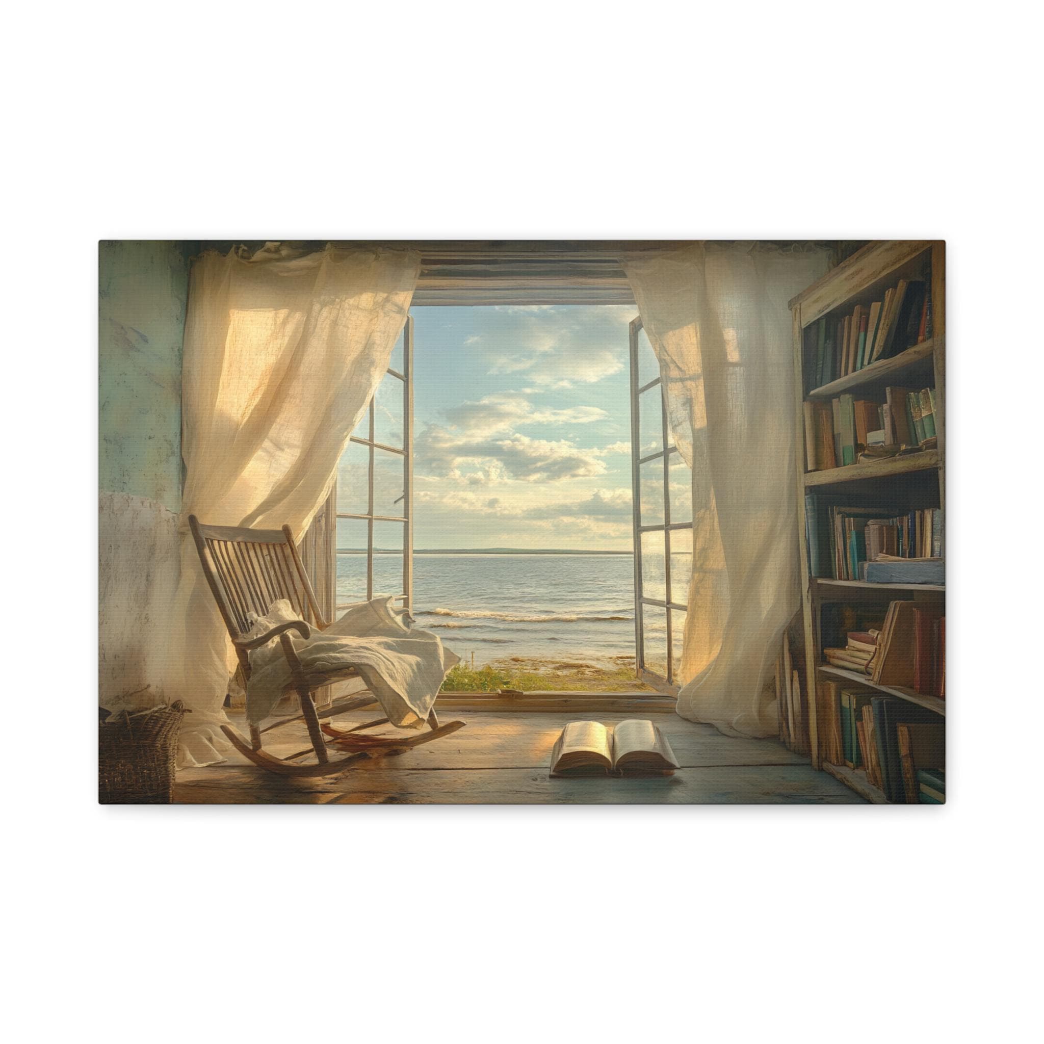 Serene Coastal Canvas Art: Beach House Decor, Gift for Book Lovers - image 3