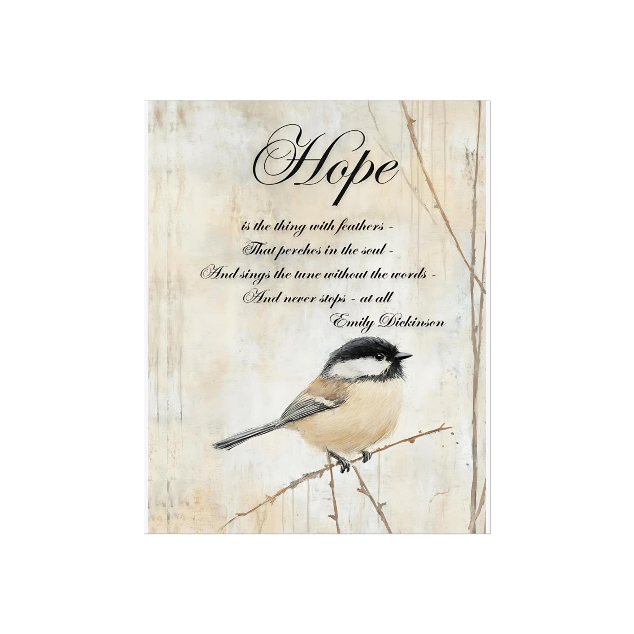 Hope Chickadee Fine Art Poster | Emily Dickinson Quote - image 3