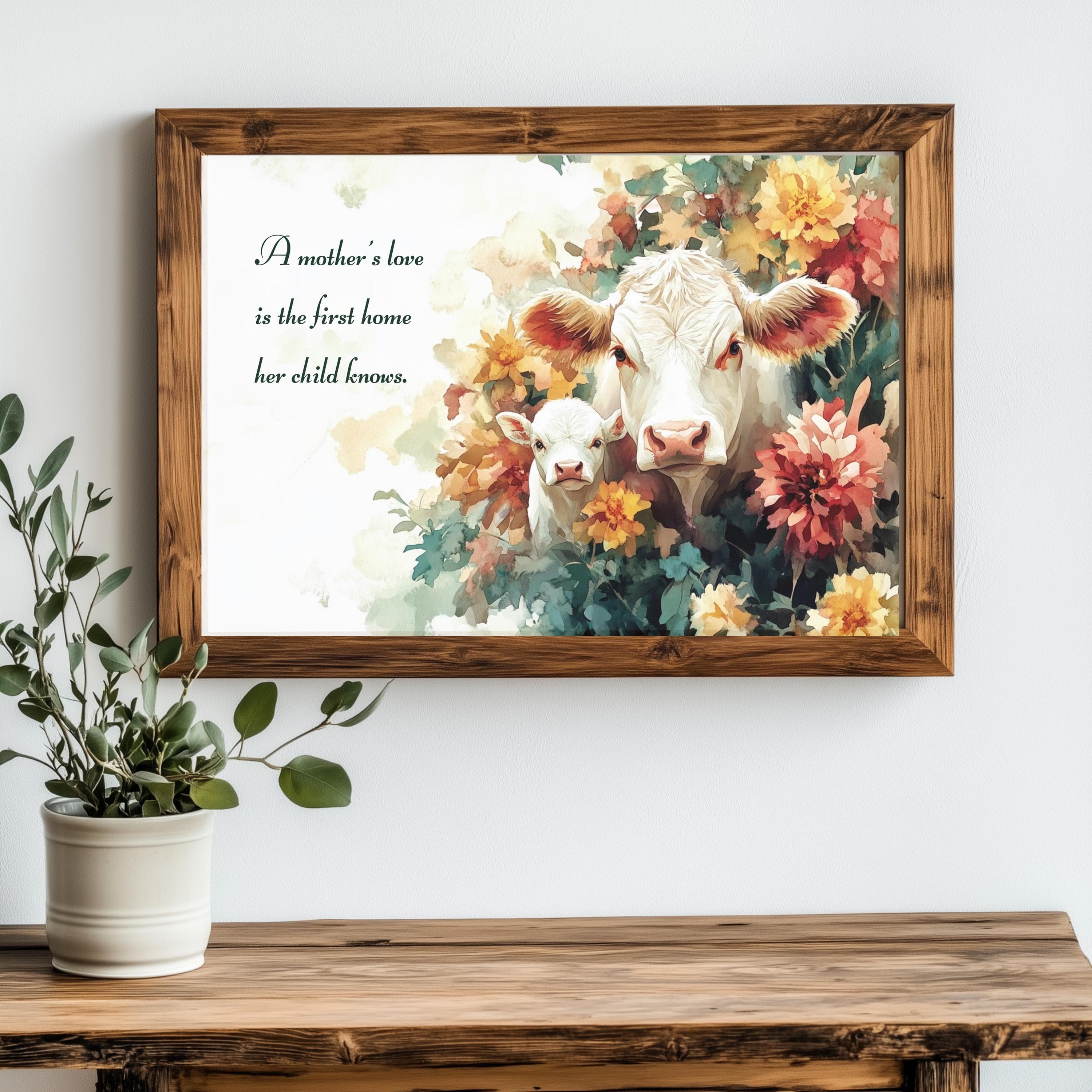 Mama Cow Watercolor Art Print – Farmhouse Nursery Decor - image 3