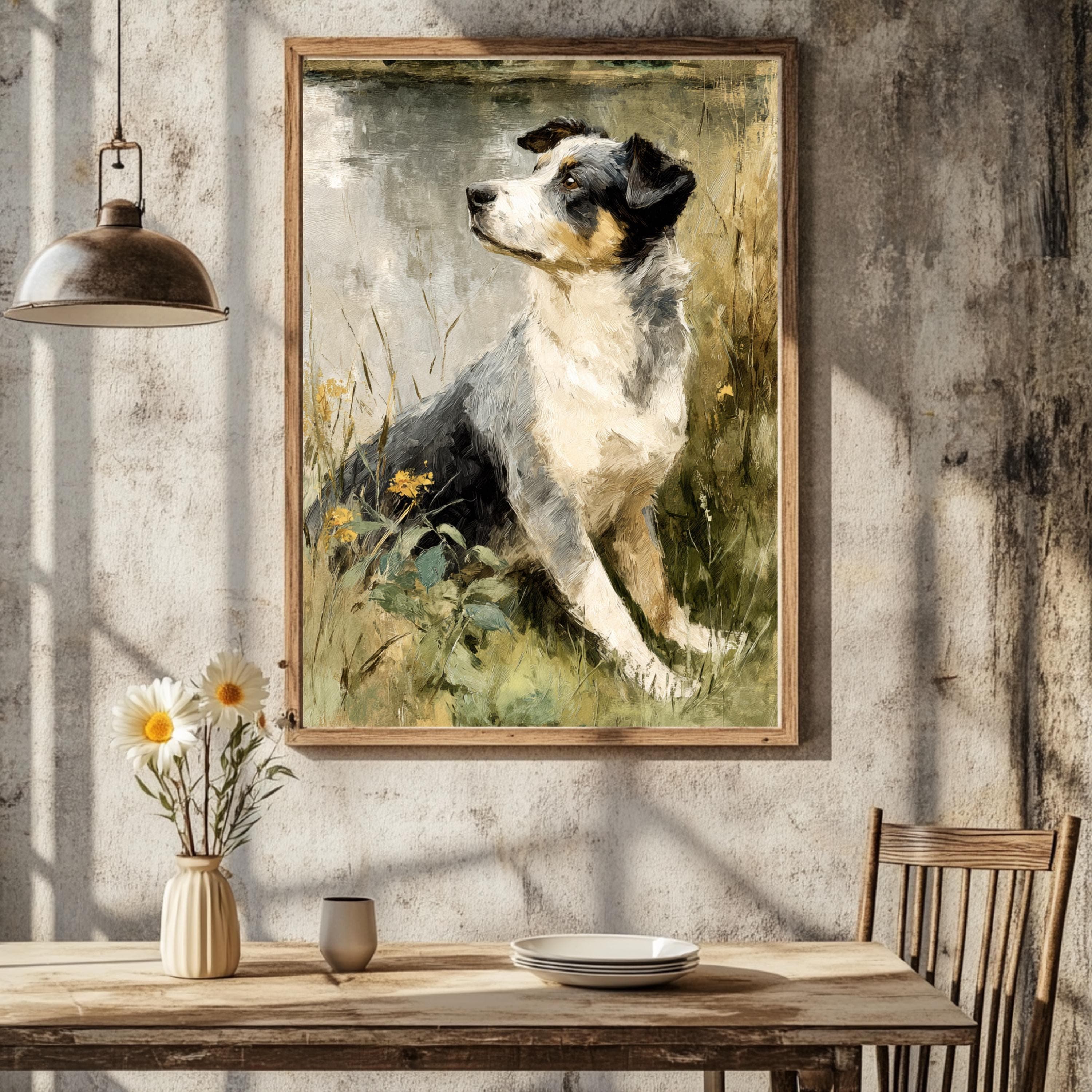 Impasto Australian Cattle Dog Portrait: Rustic Canine Art Print | Canine Companions Collection